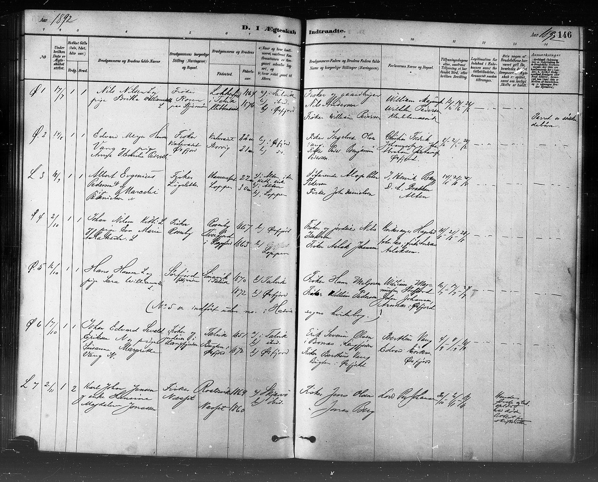 Loppa sokneprestkontor, SATØ/S-1339/H/Ha/L0006kirke: Parish register (official) no. 6, 1879-1895, p. 146