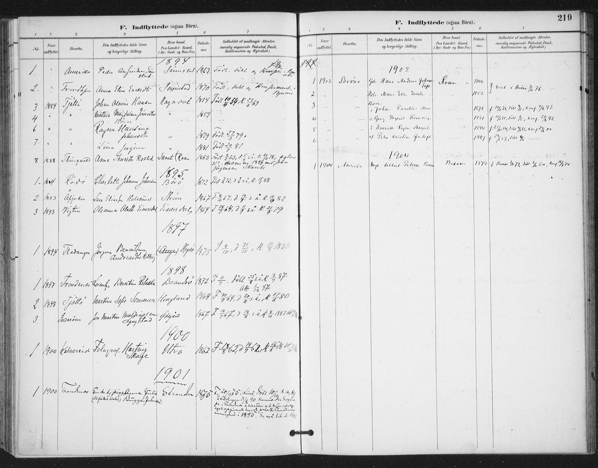 Ministerialprotokoller, klokkerbøker og fødselsregistre - Sør-Trøndelag, SAT/A-1456/657/L0708: Parish register (official) no. 657A09, 1894-1904, p. 219
