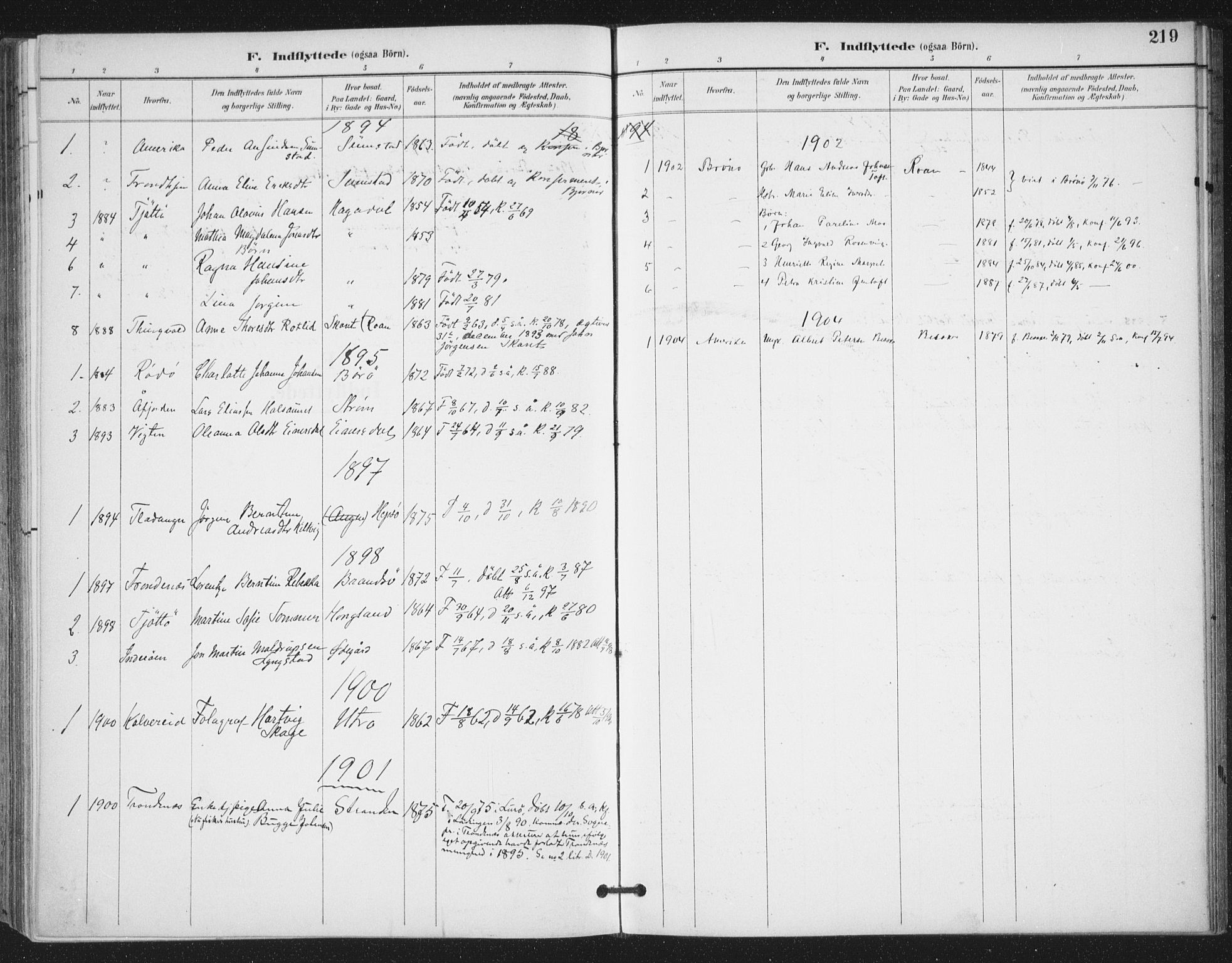 Ministerialprotokoller, klokkerbøker og fødselsregistre - Sør-Trøndelag, AV/SAT-A-1456/657/L0708: Parish register (official) no. 657A09, 1894-1904, p. 219