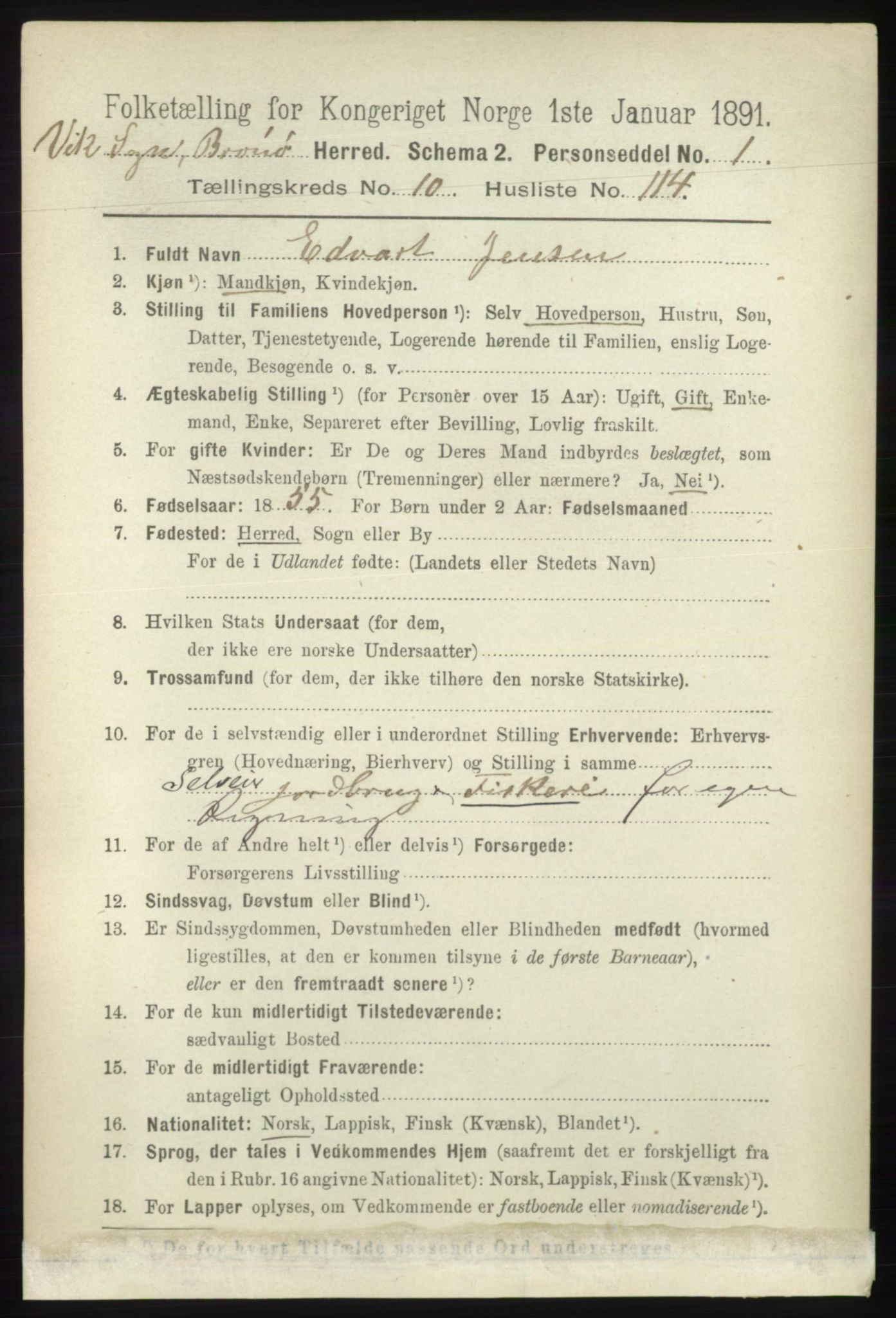 RA, 1891 census for 1814 Brønnøy, 1891, p. 6495