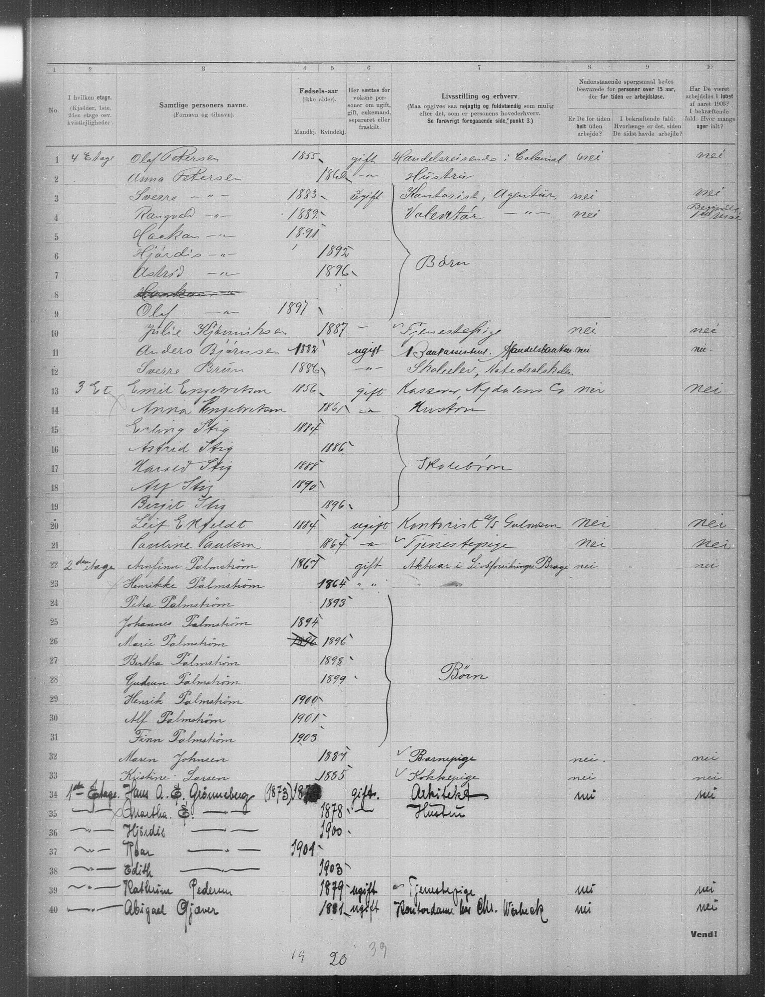 OBA, Municipal Census 1903 for Kristiania, 1903, p. 19011