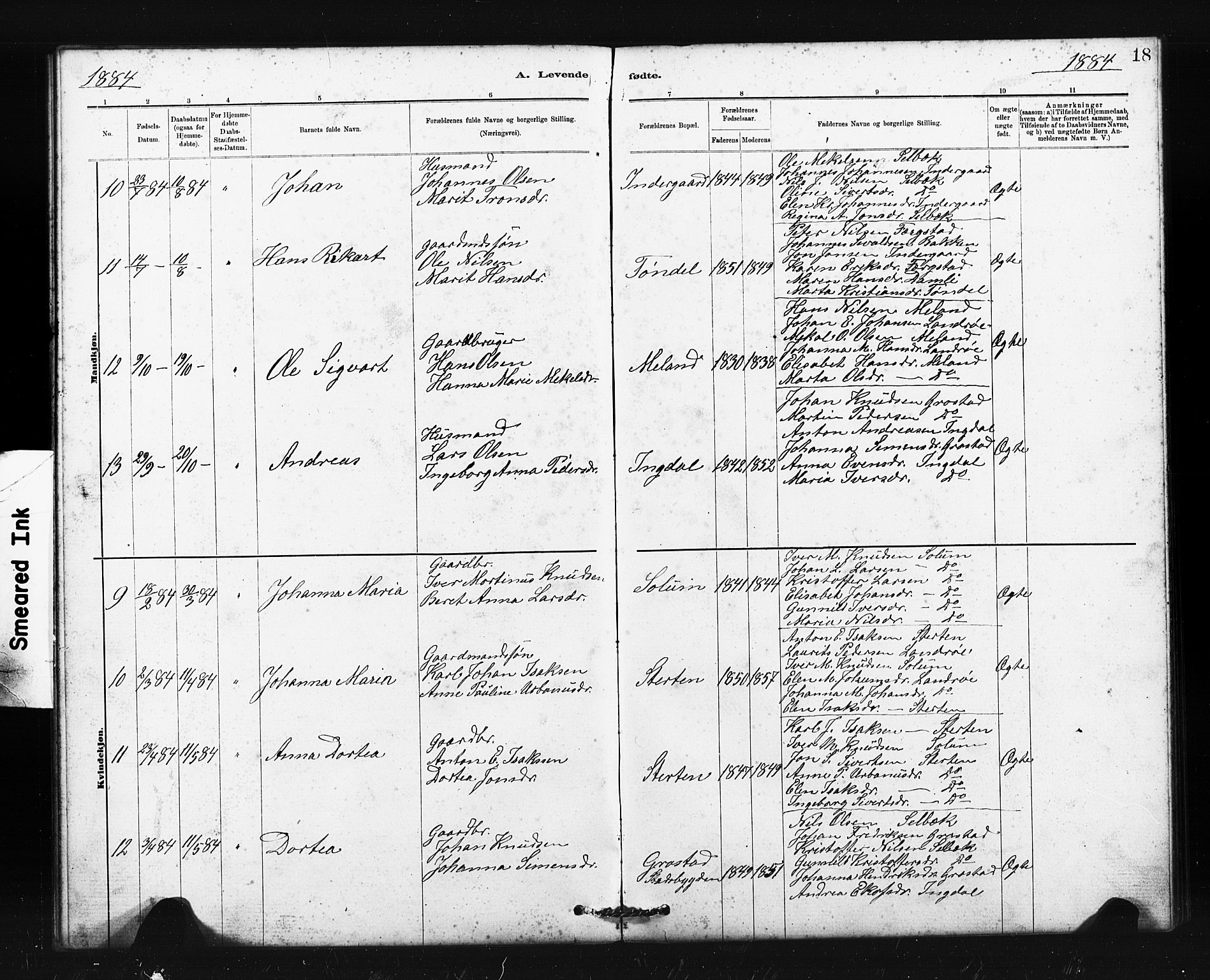 Ministerialprotokoller, klokkerbøker og fødselsregistre - Sør-Trøndelag, AV/SAT-A-1456/663/L0761: Parish register (copy) no. 663C01, 1880-1893, p. 18