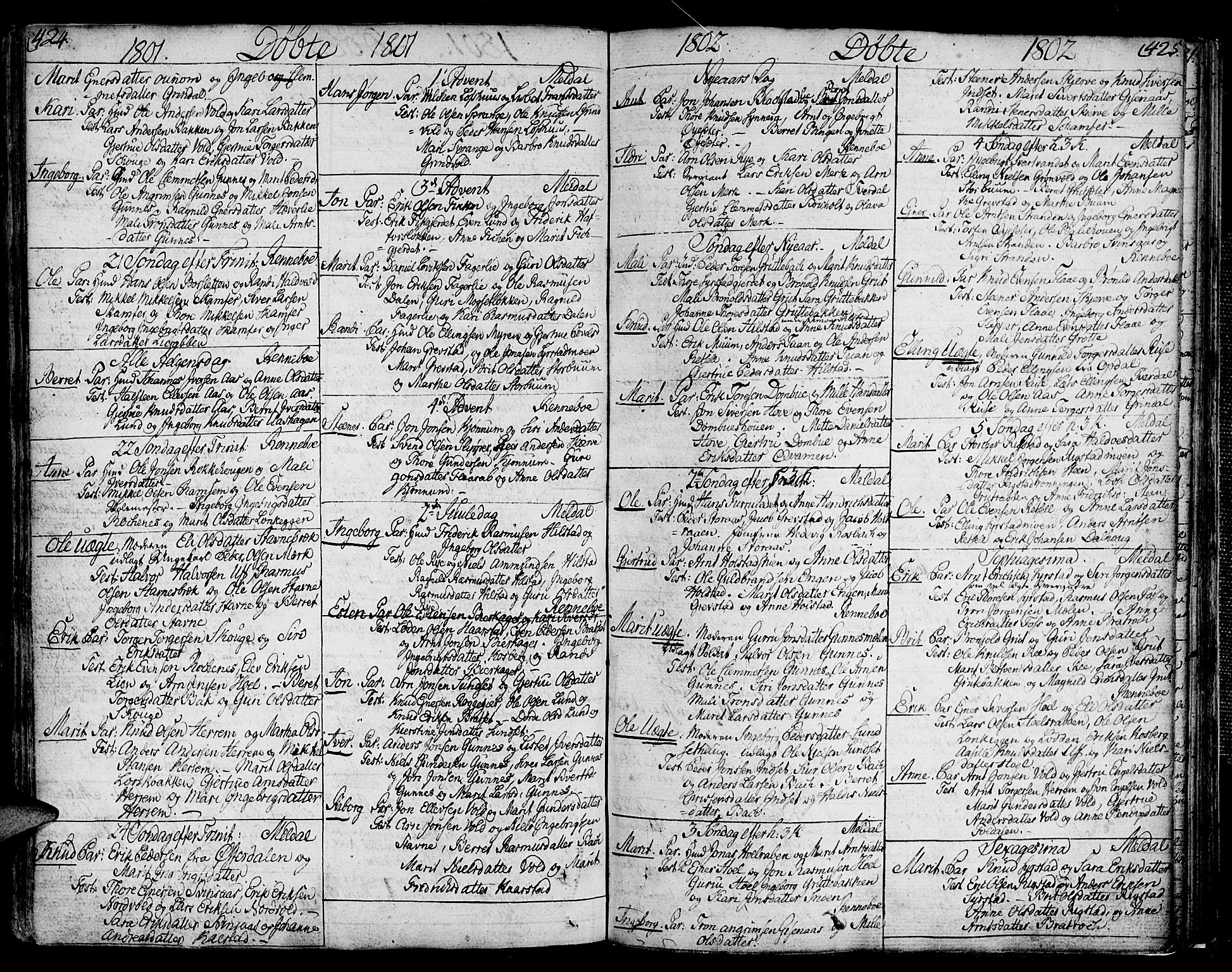 Ministerialprotokoller, klokkerbøker og fødselsregistre - Sør-Trøndelag, SAT/A-1456/672/L0852: Parish register (official) no. 672A05, 1776-1815, p. 424-425