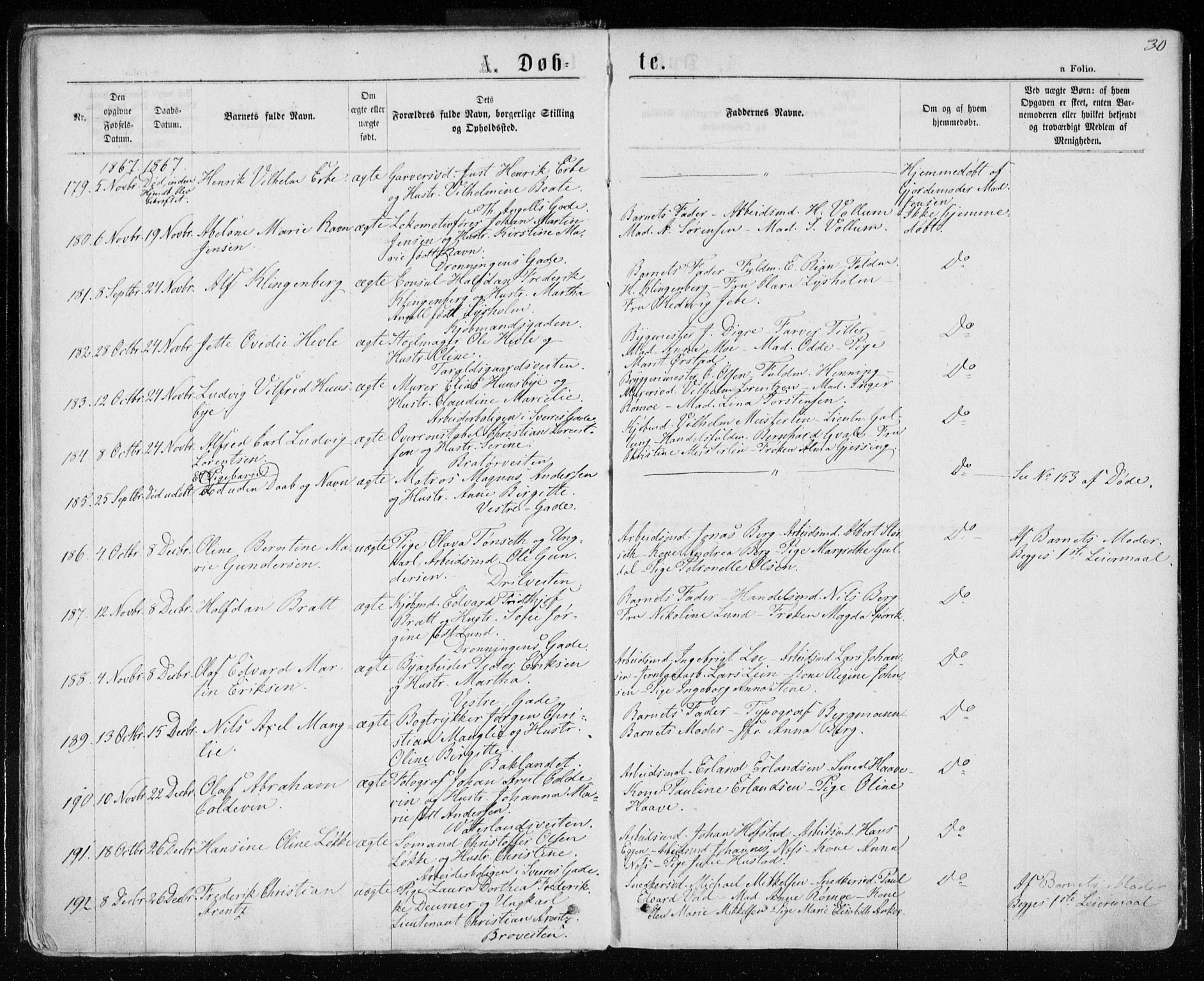 Ministerialprotokoller, klokkerbøker og fødselsregistre - Sør-Trøndelag, SAT/A-1456/601/L0054: Parish register (official) no. 601A22, 1866-1877, p. 30