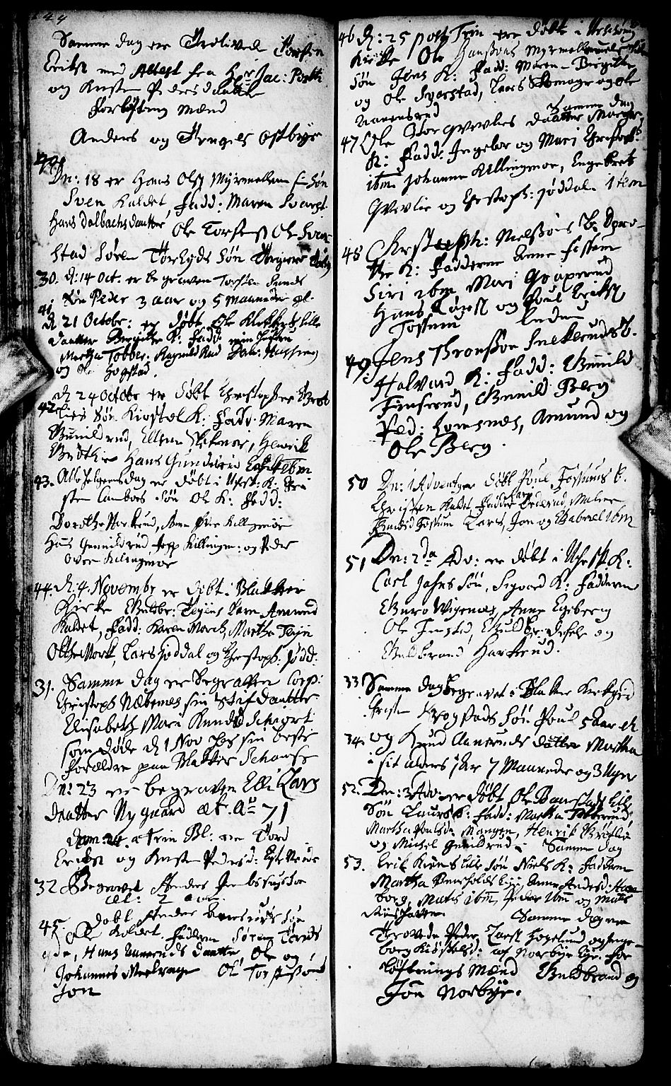 Aurskog prestekontor Kirkebøker, SAO/A-10304a/F/Fa/L0001: Parish register (official) no. I 1, 1707-1735, p. 144-145