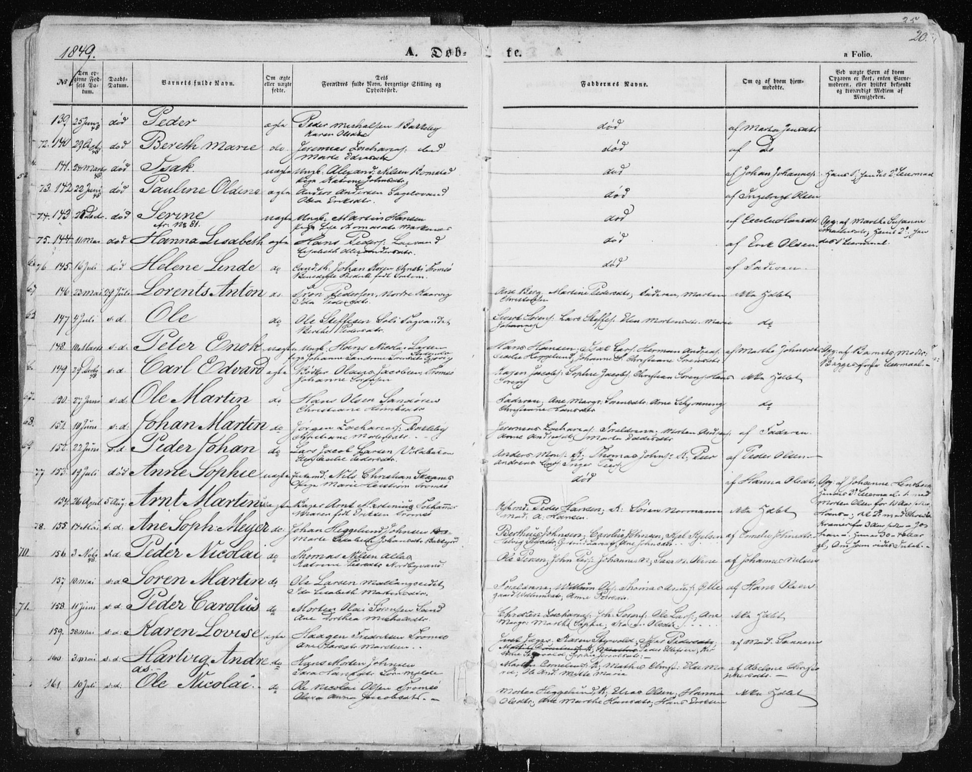Tromsø sokneprestkontor/stiftsprosti/domprosti, SATØ/S-1343/G/Ga/L0010kirke: Parish register (official) no. 10, 1848-1855, p. 20