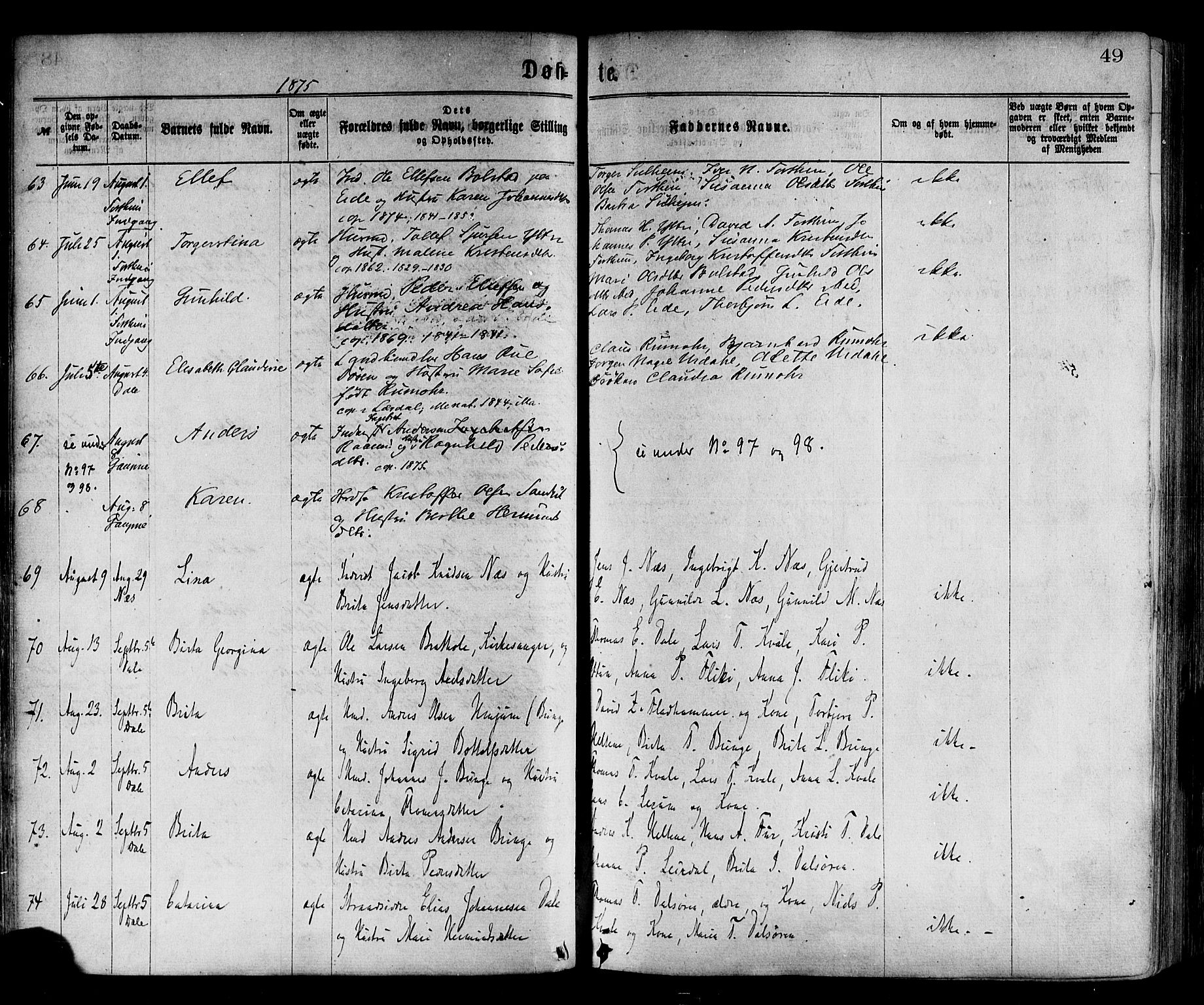 Luster sokneprestembete, AV/SAB-A-81101/H/Haa/Haaa/L0010: Parish register (official) no. A 10, 1871-1886, p. 49