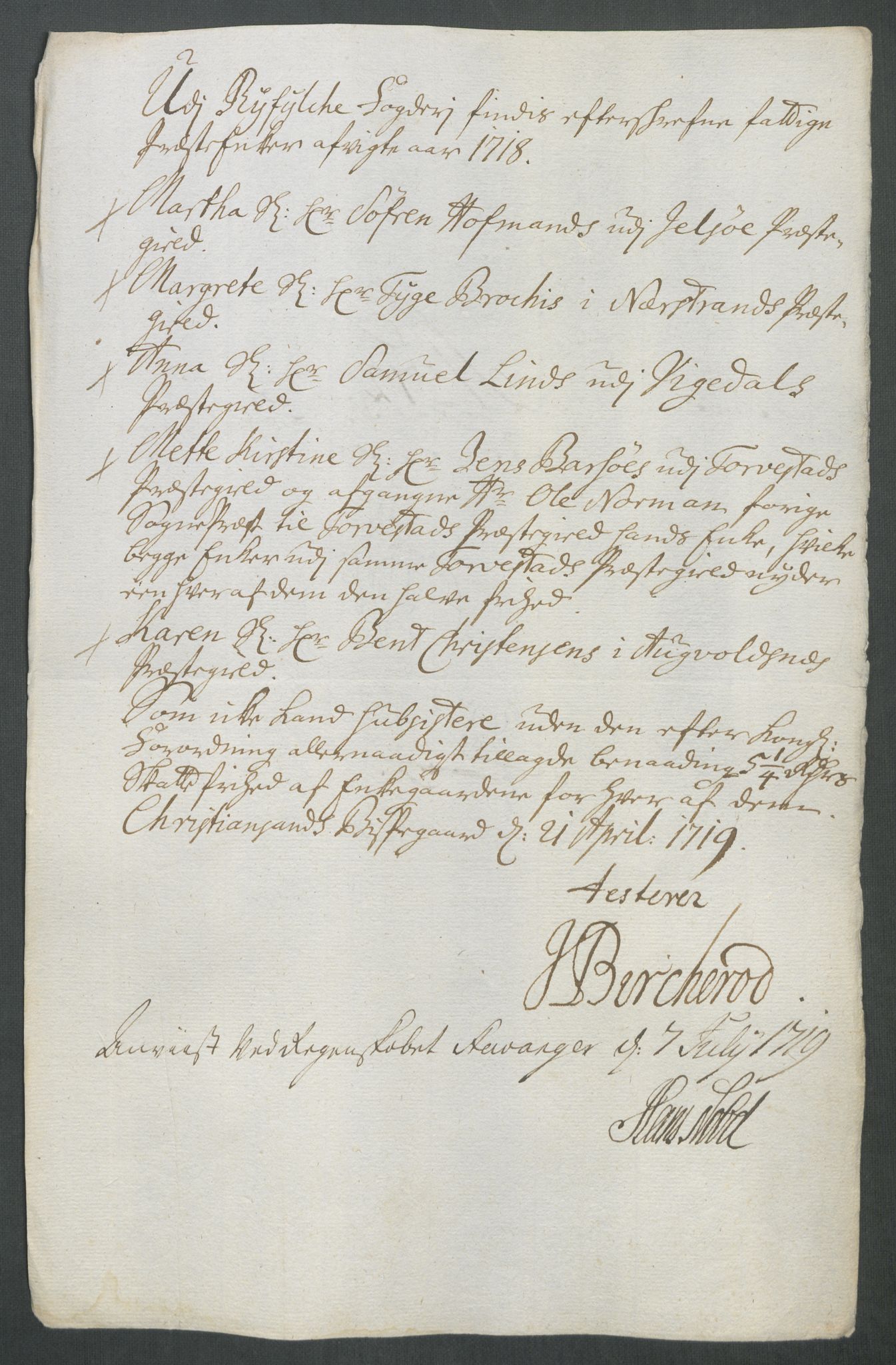 Rentekammeret inntil 1814, Reviderte regnskaper, Fogderegnskap, RA/EA-4092/R47/L2871: Fogderegnskap Ryfylke, 1718, p. 337