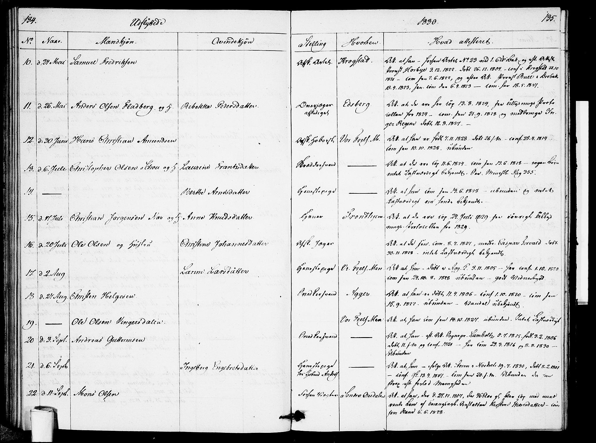 Garnisonsmenigheten Kirkebøker, AV/SAO-A-10846/F/Fa/L0005: Parish register (official) no. 5, 1824-1830, p. 134-135