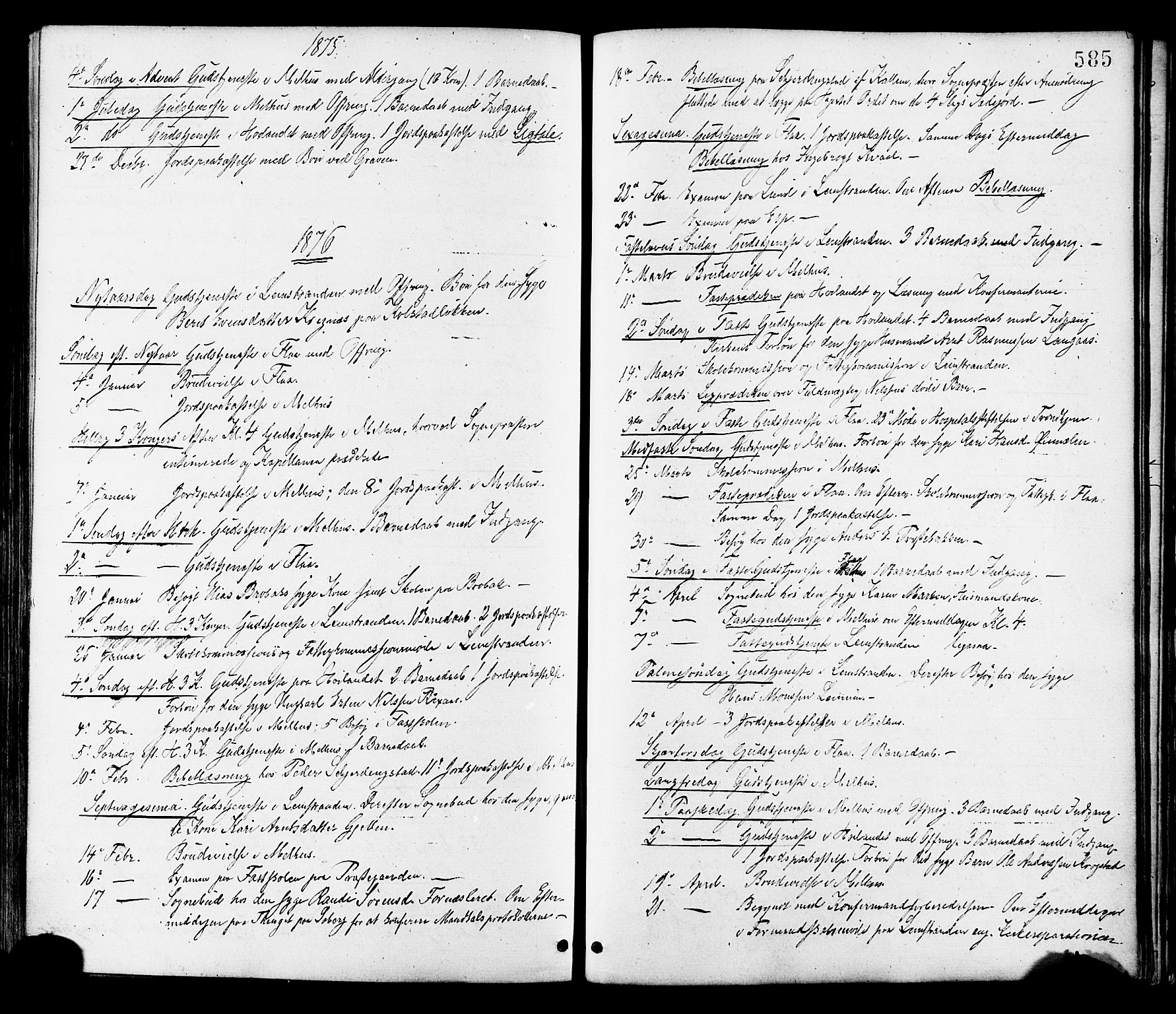 Ministerialprotokoller, klokkerbøker og fødselsregistre - Sør-Trøndelag, SAT/A-1456/691/L1079: Parish register (official) no. 691A11, 1873-1886, p. 585
