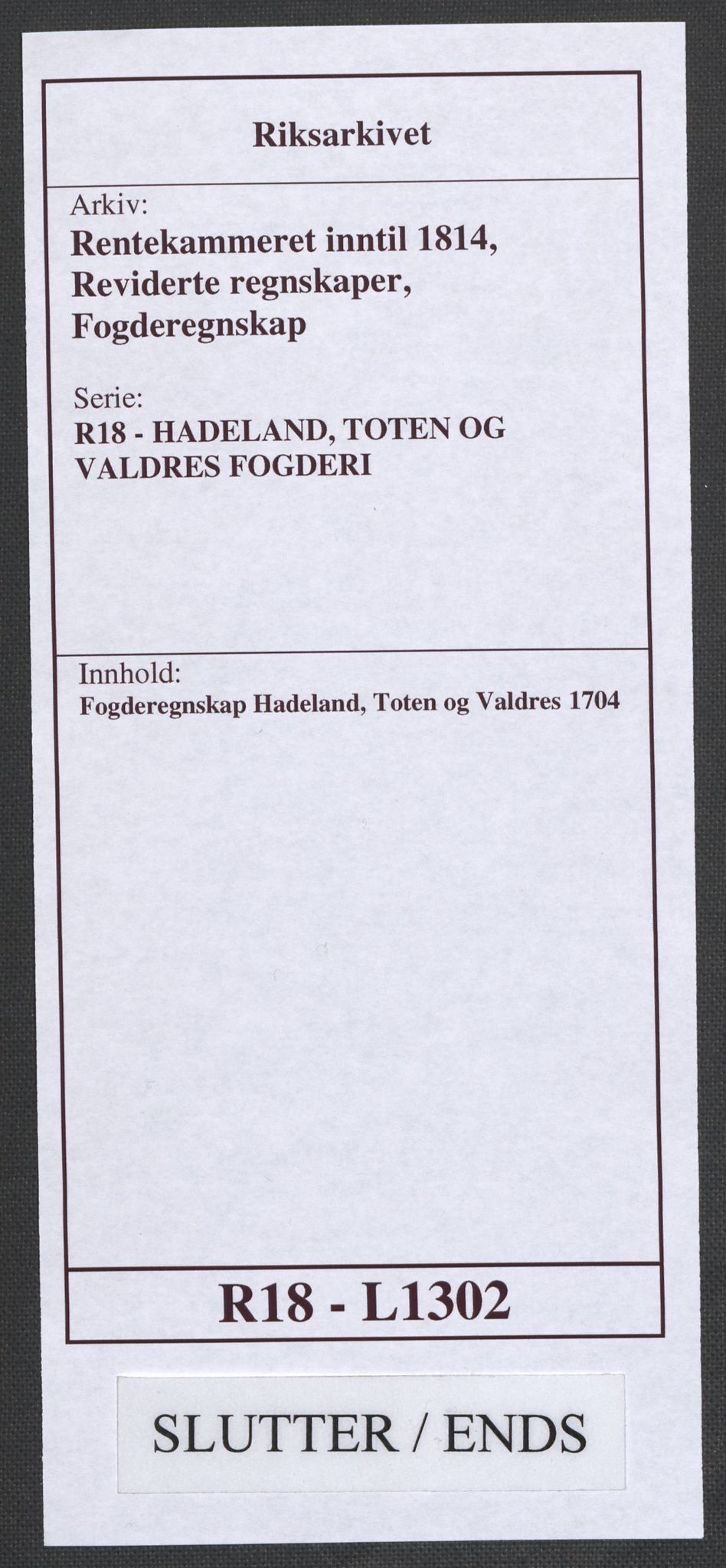 Rentekammeret inntil 1814, Reviderte regnskaper, Fogderegnskap, AV/RA-EA-4092/R18/L1302: Fogderegnskap Hadeland, Toten og Valdres, 1704, p. 521