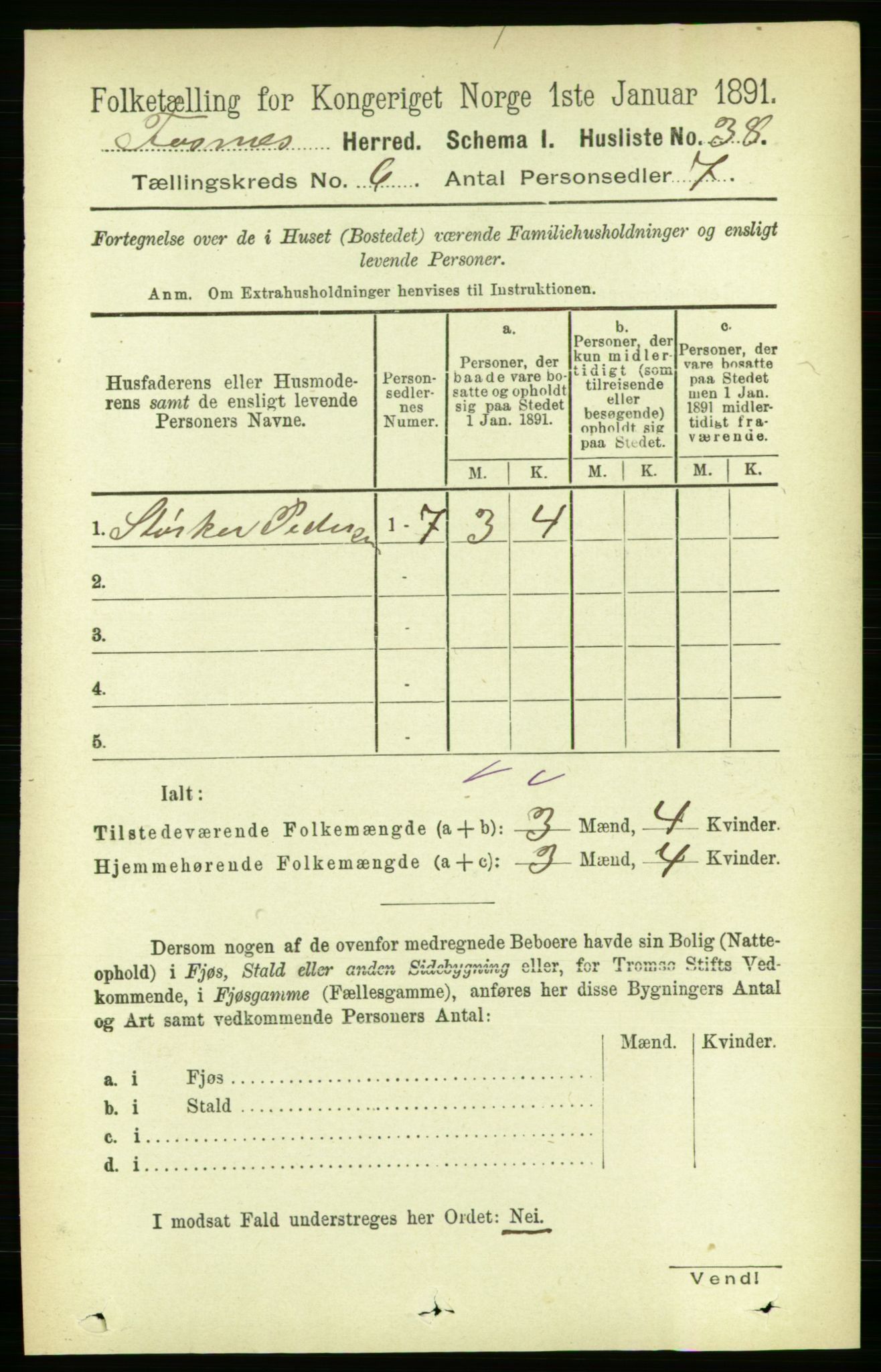 RA, 1891 census for 1748 Fosnes, 1891, p. 2757