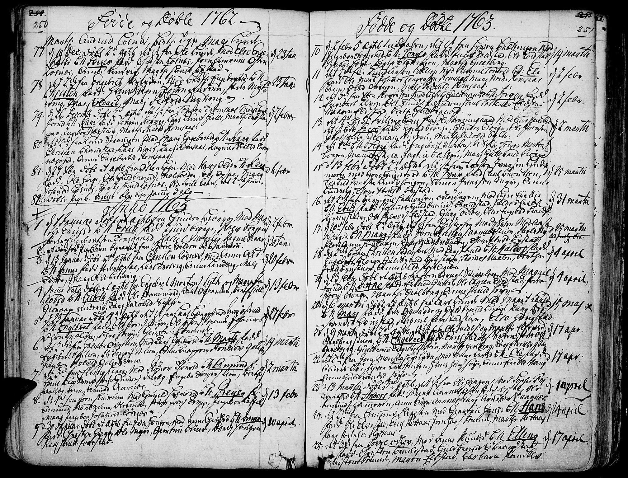 Ringebu prestekontor, AV/SAH-PREST-082/H/Ha/Haa/L0002: Parish register (official) no. 2, 1734-1780, p. 250-251
