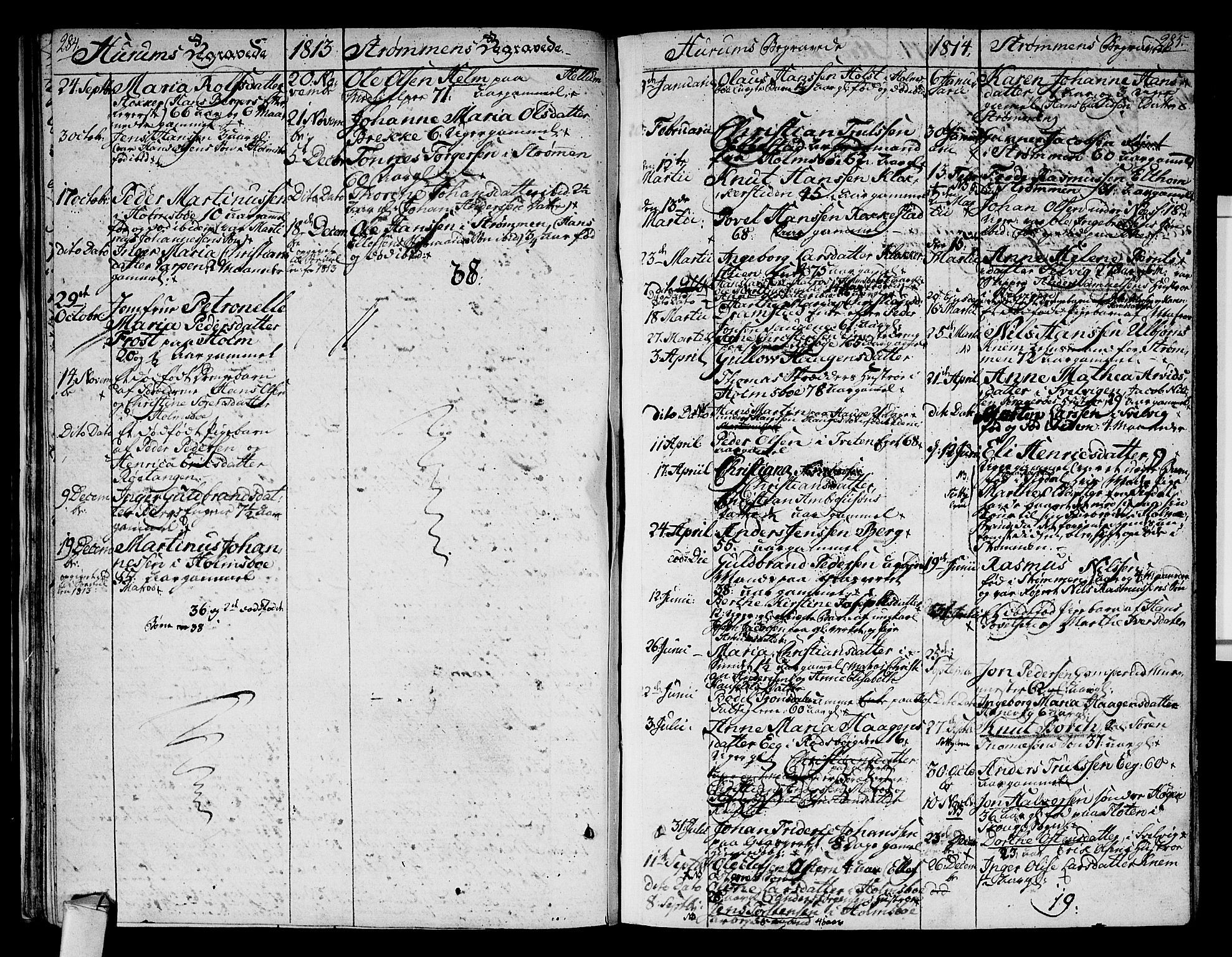 Hurum kirkebøker, AV/SAKO-A-229/F/Fa/L0008: Parish register (official) no. 8, 1810-1815, p. 284-285