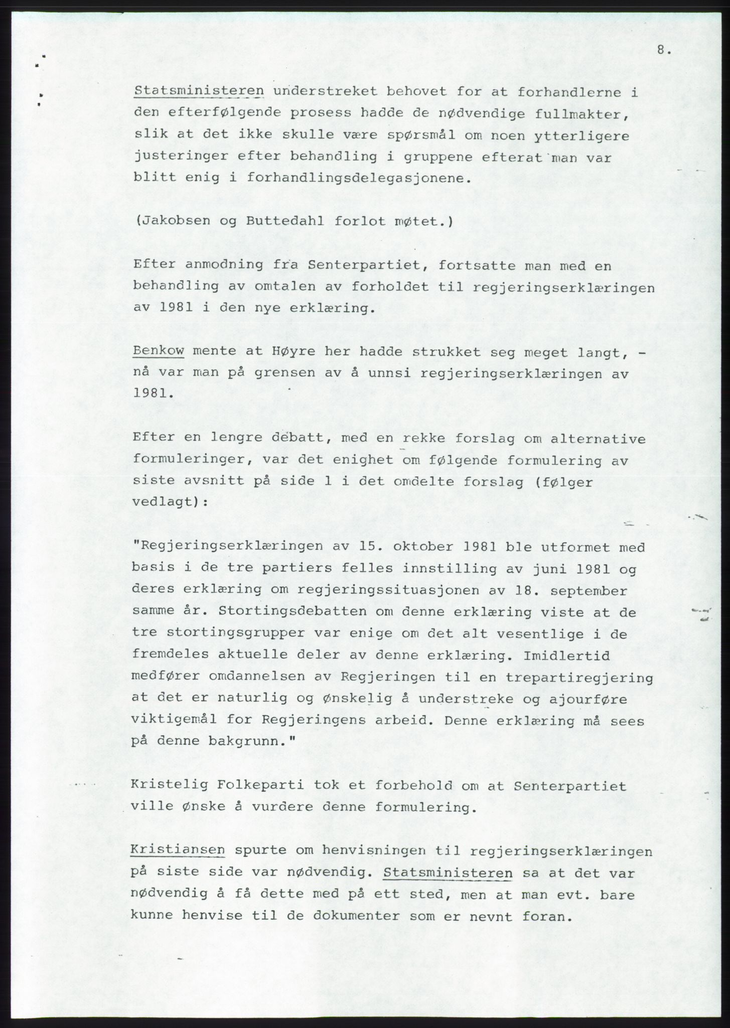 Forhandlingsmøtene 1983 mellom Høyre, KrF og Senterpartiet om dannelse av regjering, AV/RA-PA-0696/A/L0001: Forhandlingsprotokoll, 1983, p. 37