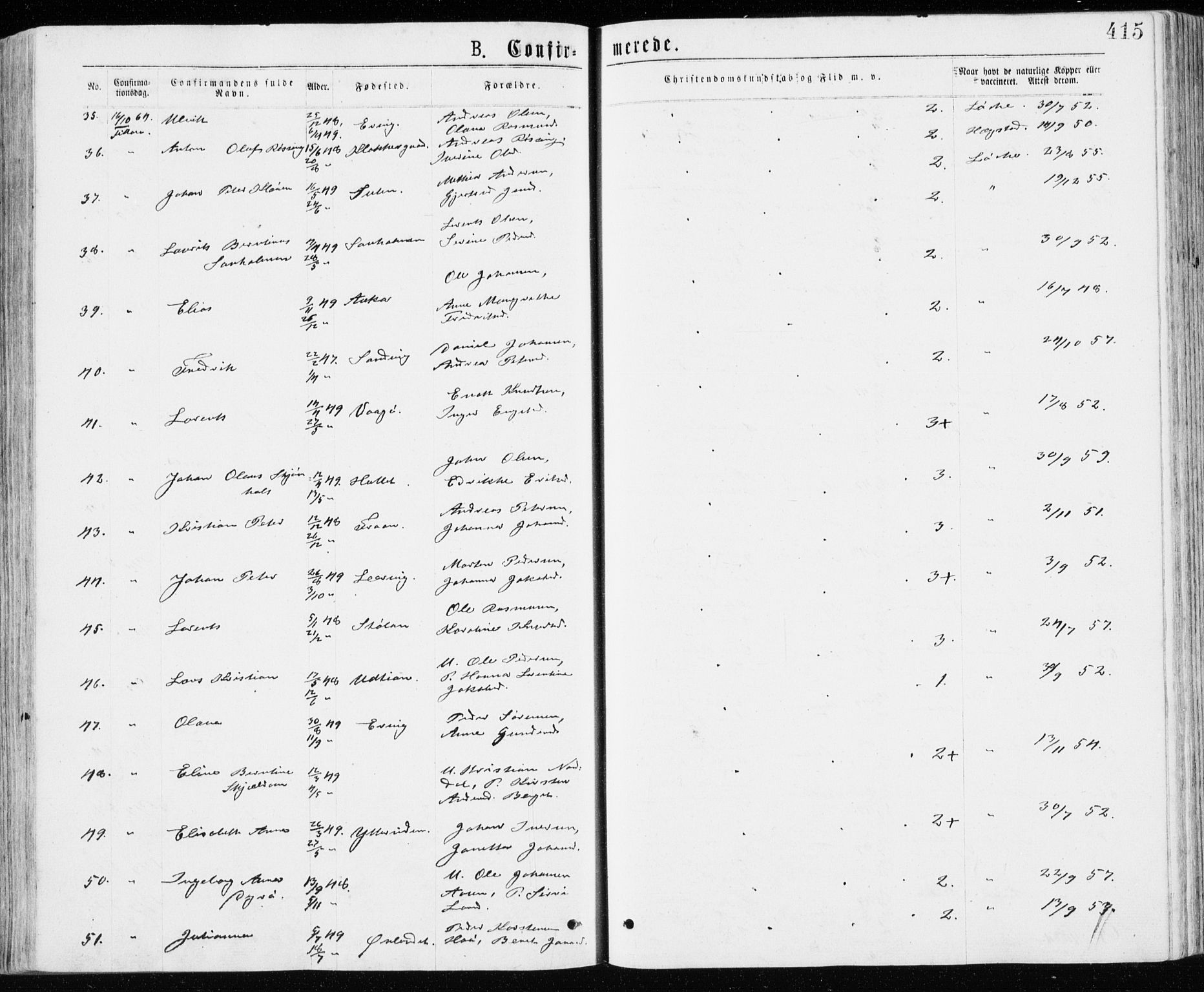 Ministerialprotokoller, klokkerbøker og fødselsregistre - Sør-Trøndelag, AV/SAT-A-1456/640/L0576: Parish register (official) no. 640A01, 1846-1876, p. 415