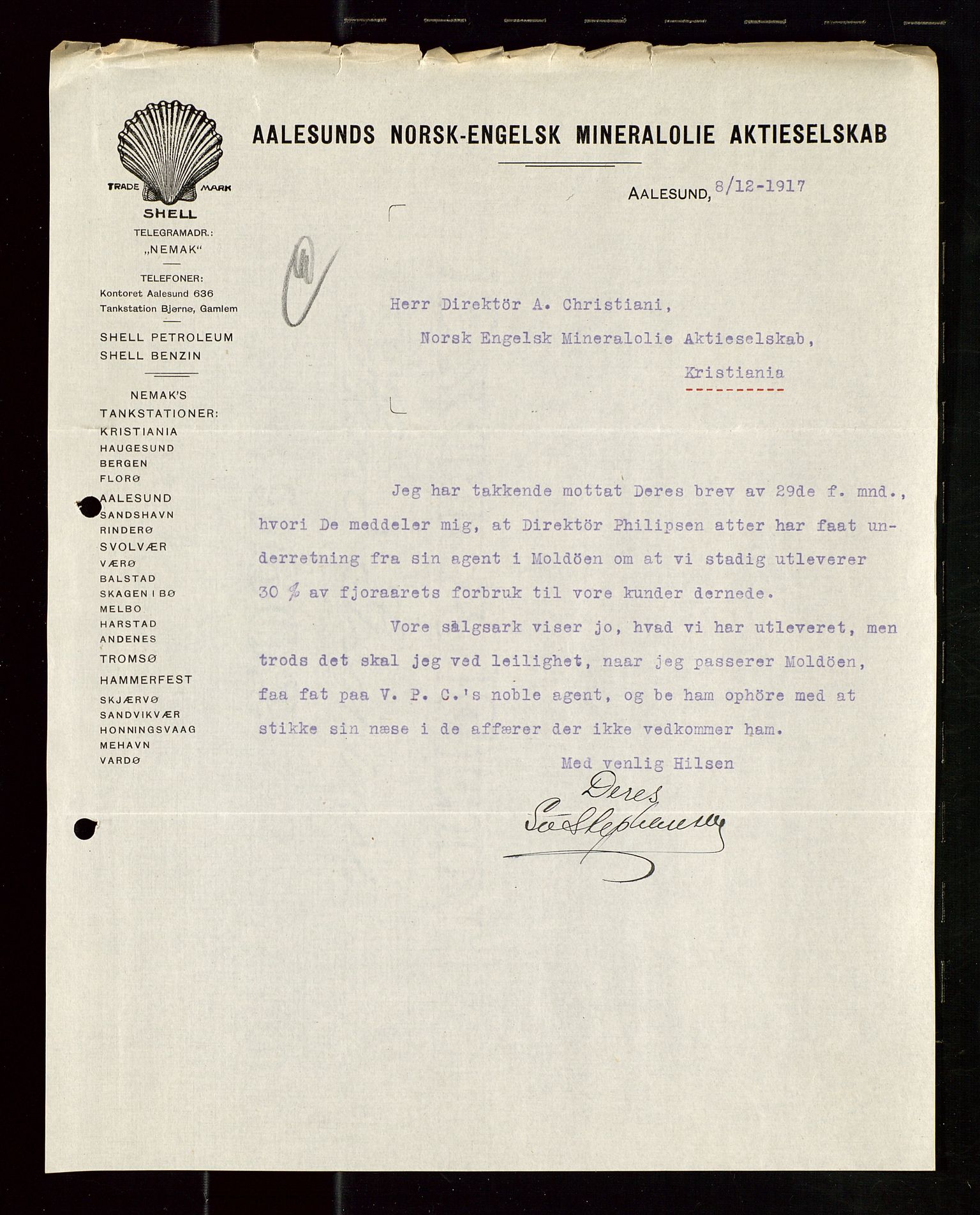 Pa 1521 - A/S Norske Shell, AV/SAST-A-101915/E/Ea/Eaa/L0019: Sjefskorrespondanse, 1917, p. 251