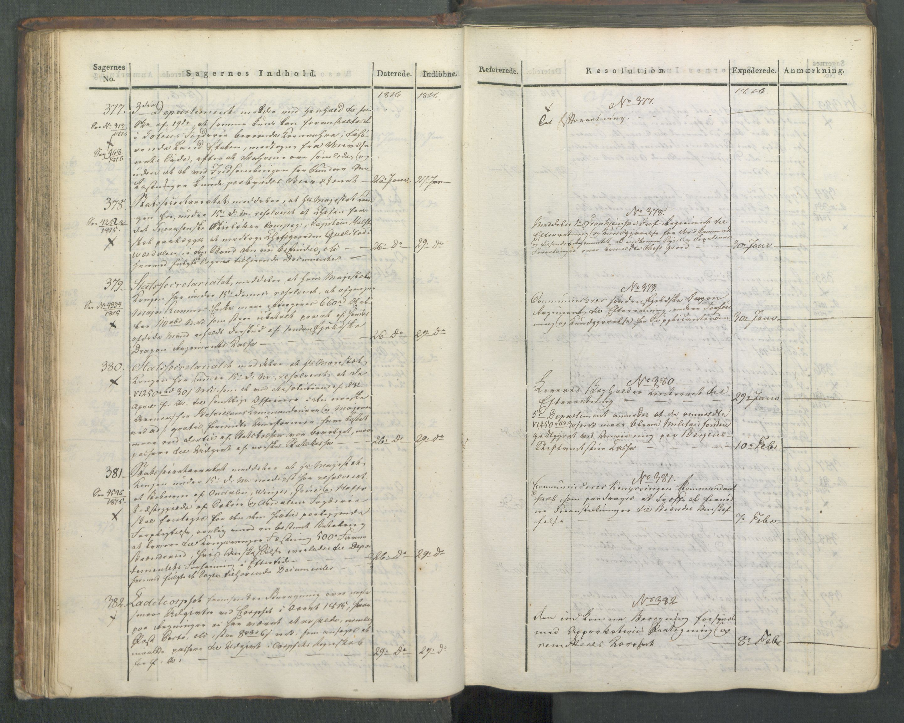 Armédepartementet, AV/RA-RAFA-3493/C/Ca/L0008: 6. Departements Journal, 1816