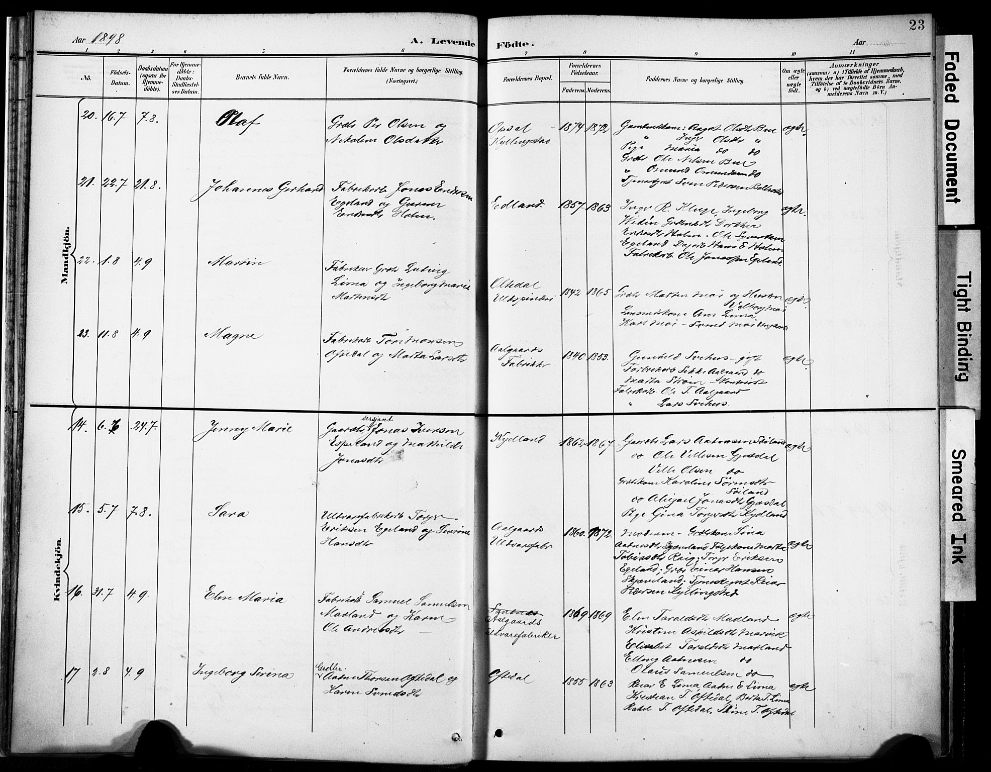 Lye sokneprestkontor, AV/SAST-A-101794/001/30BA/L0012: Parish register (official) no. A 11, 1896-1909, p. 23