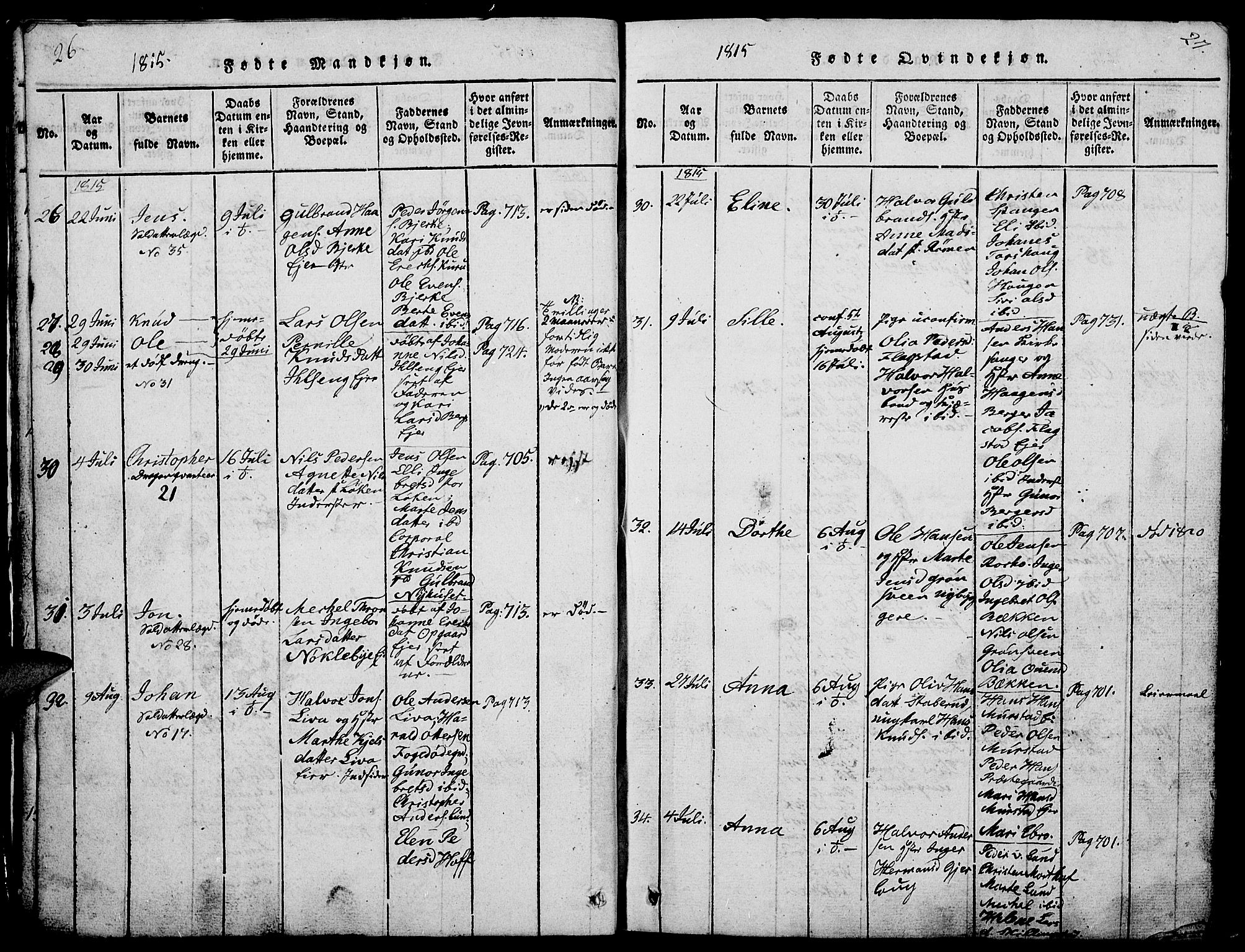 Løten prestekontor, AV/SAH-PREST-022/L/La/L0001: Parish register (copy) no. 1, 1812-1832, p. 26-27