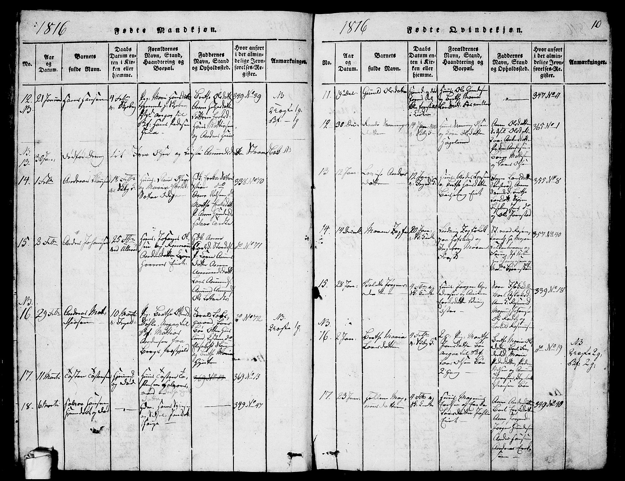Skjeberg prestekontor Kirkebøker, SAO/A-10923/G/Ga/L0001: Parish register (copy) no. I 1, 1815-1830, p. 10