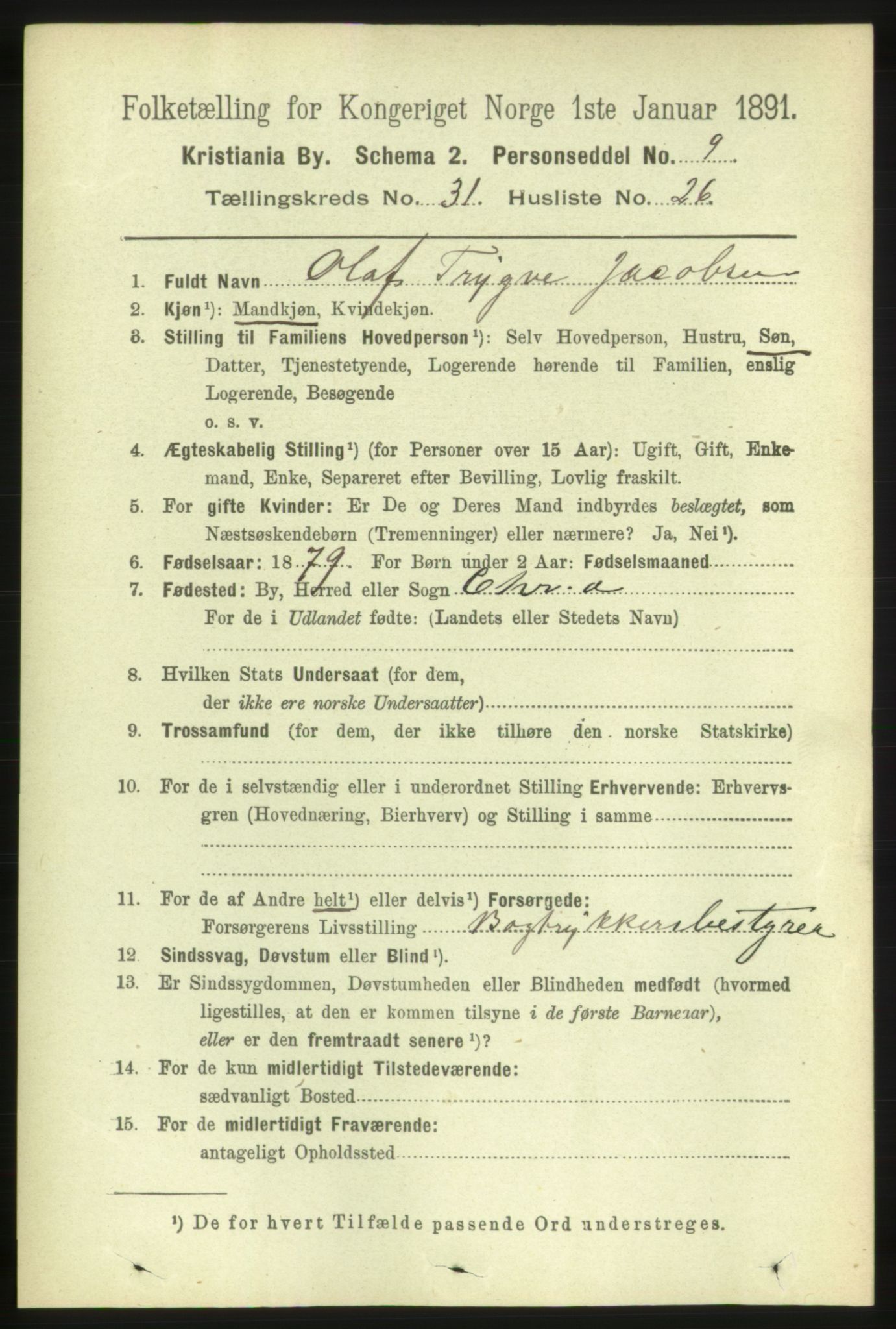 RA, 1891 census for 0301 Kristiania, 1891, p. 16750