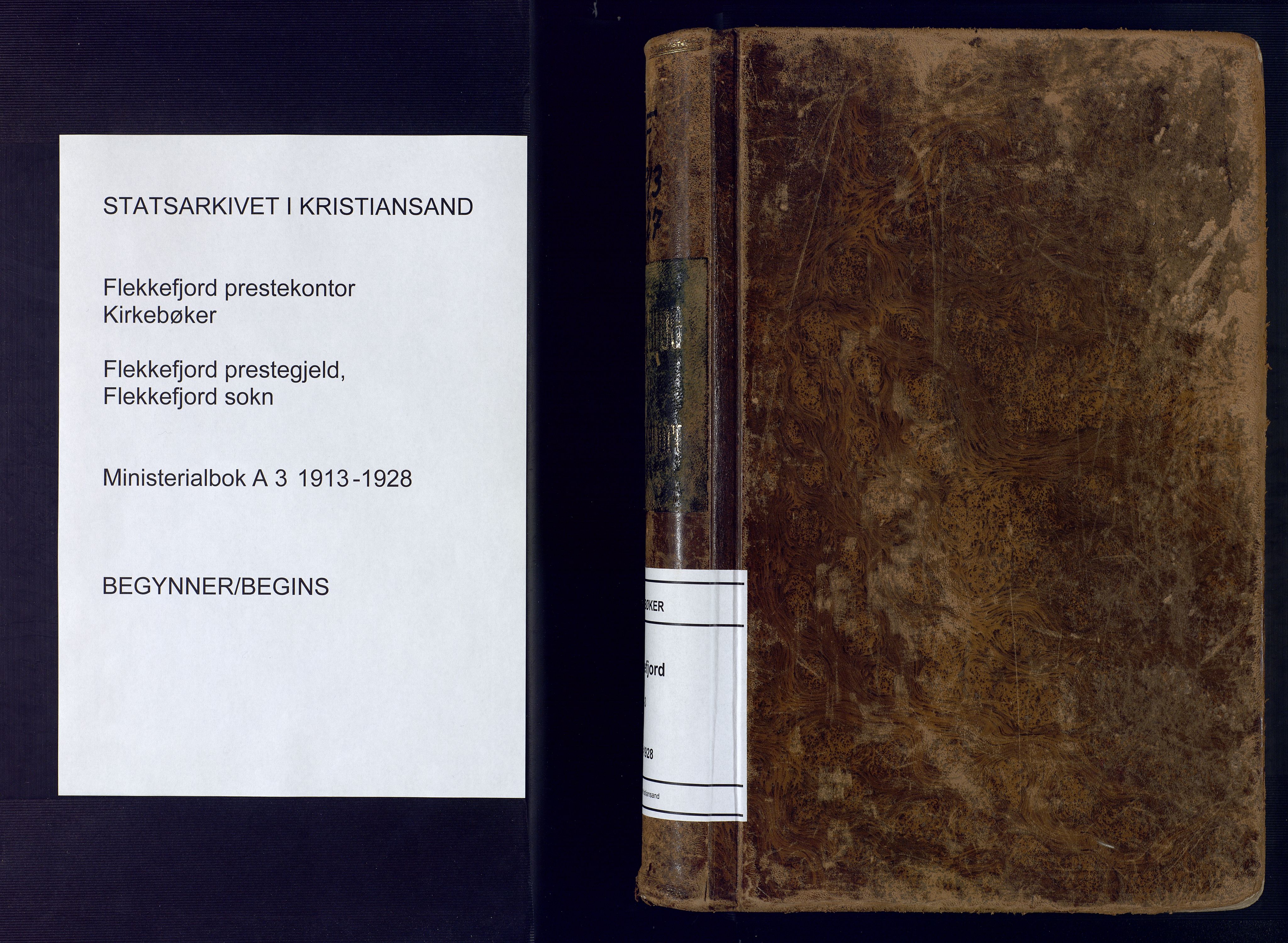 Flekkefjord sokneprestkontor, AV/SAK-1111-0012/F/Fa/Faa/L0003: Parish register (official) no. A 3, 1913-1928