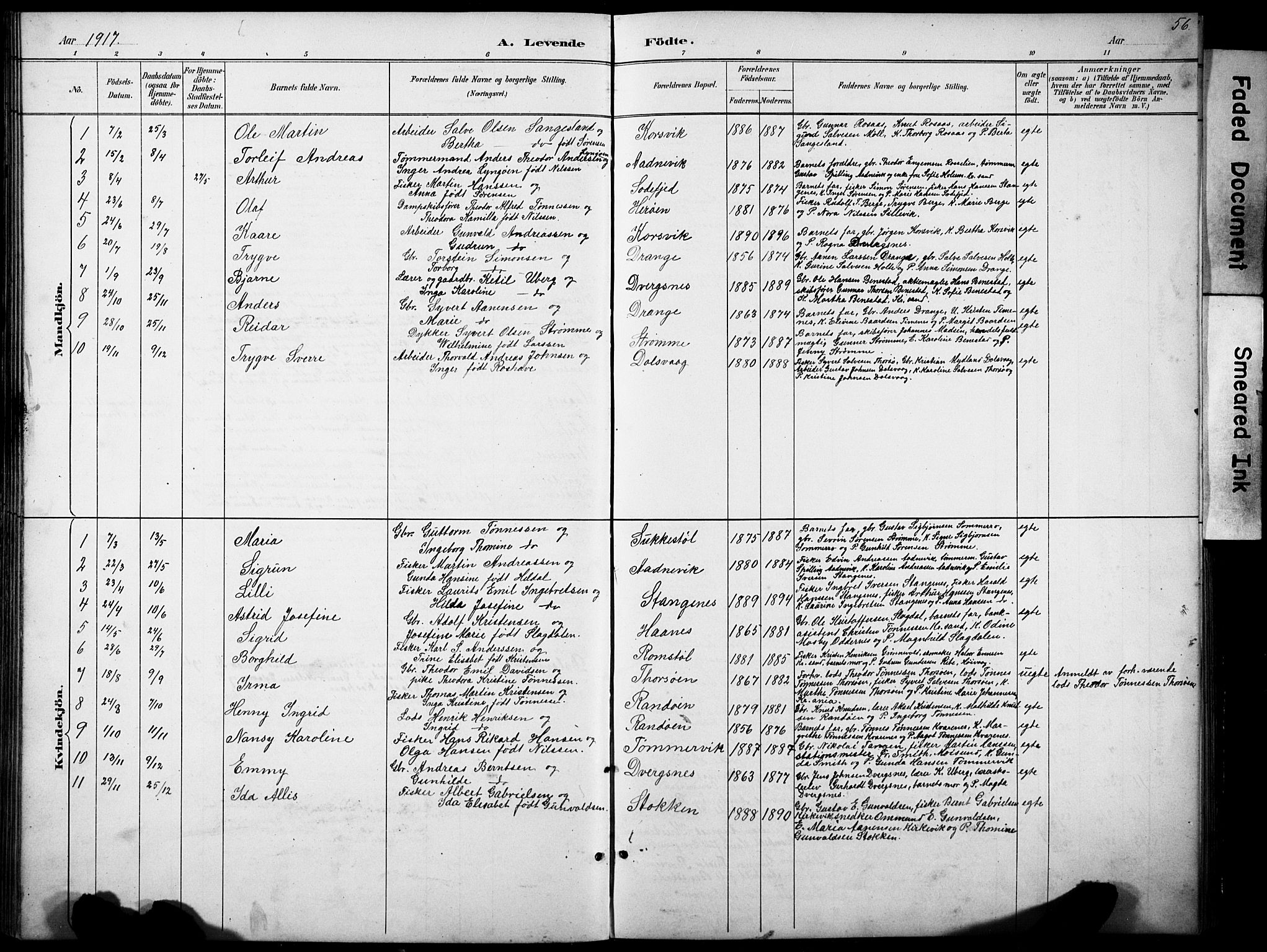 Oddernes sokneprestkontor, SAK/1111-0033/F/Fb/Fbb/L0002: Parish register (copy) no. B 2, 1889-1933, p. 56