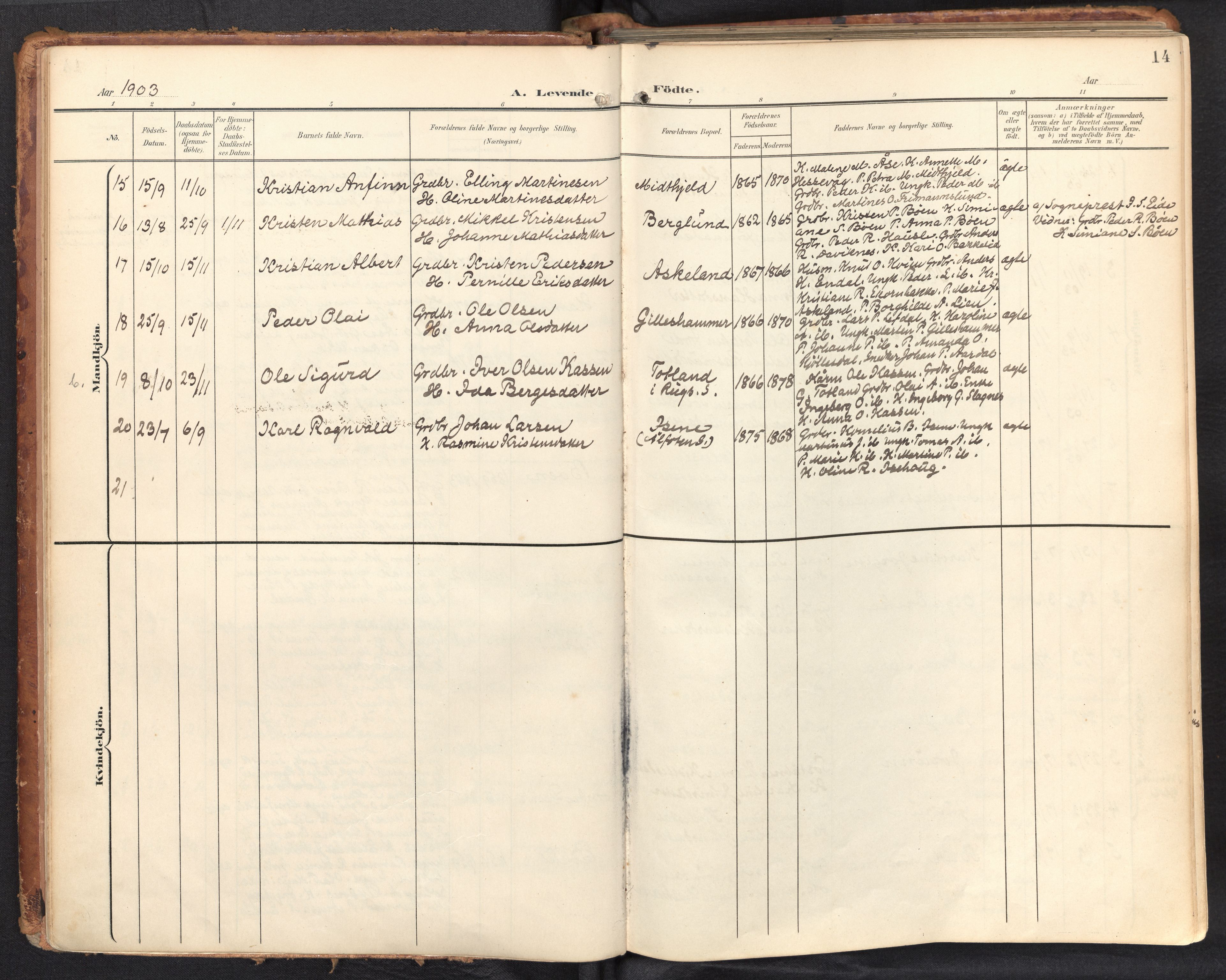 Davik sokneprestembete, SAB/A-79701/H/Haa/Haab/L0002: Parish register (official) no. B 2, 1901-1934, p. 14