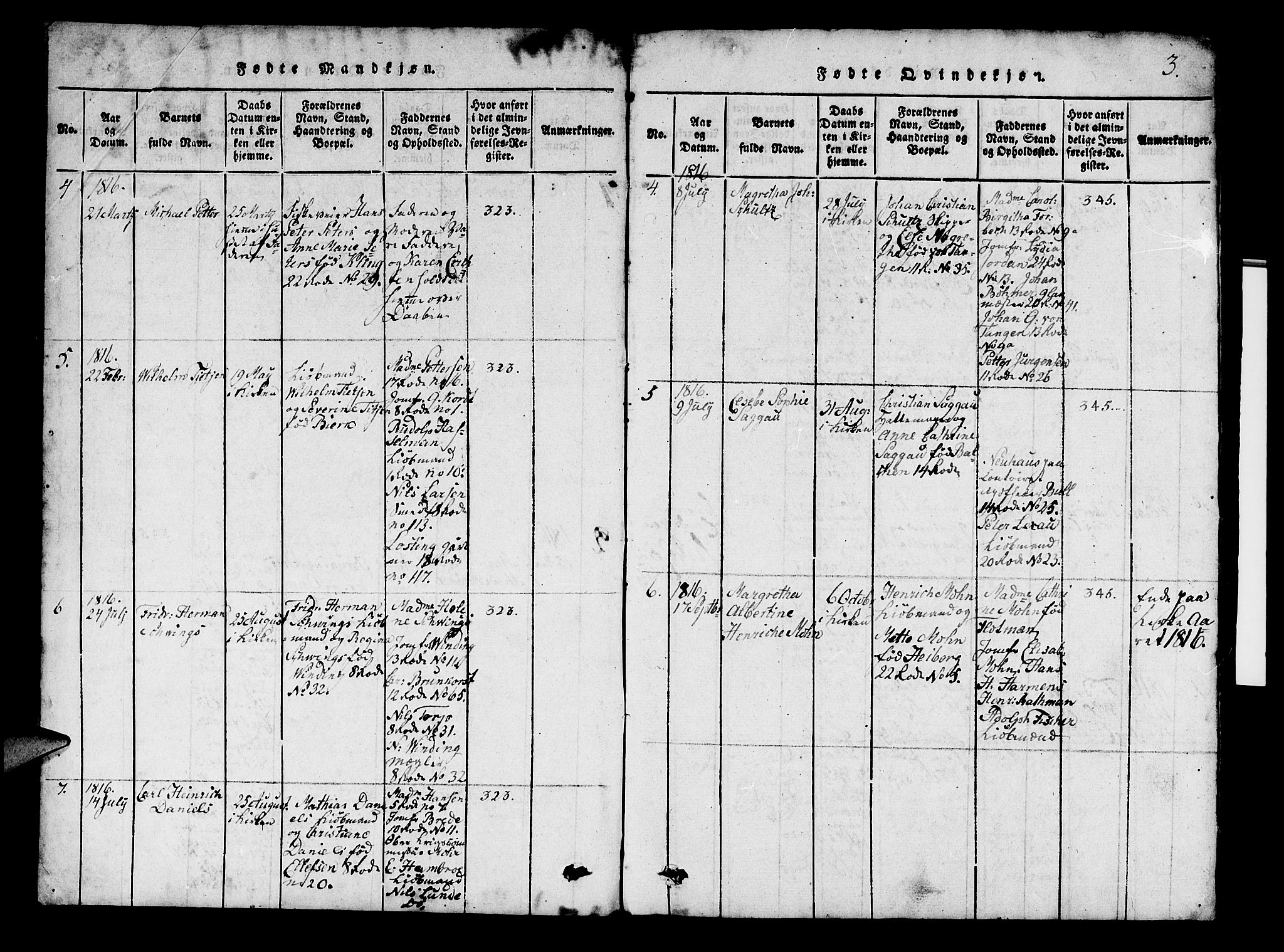 Mariakirken Sokneprestembete, AV/SAB-A-76901/H/Hab/L0001: Parish register (copy) no. A 1, 1815-1846, p. 3