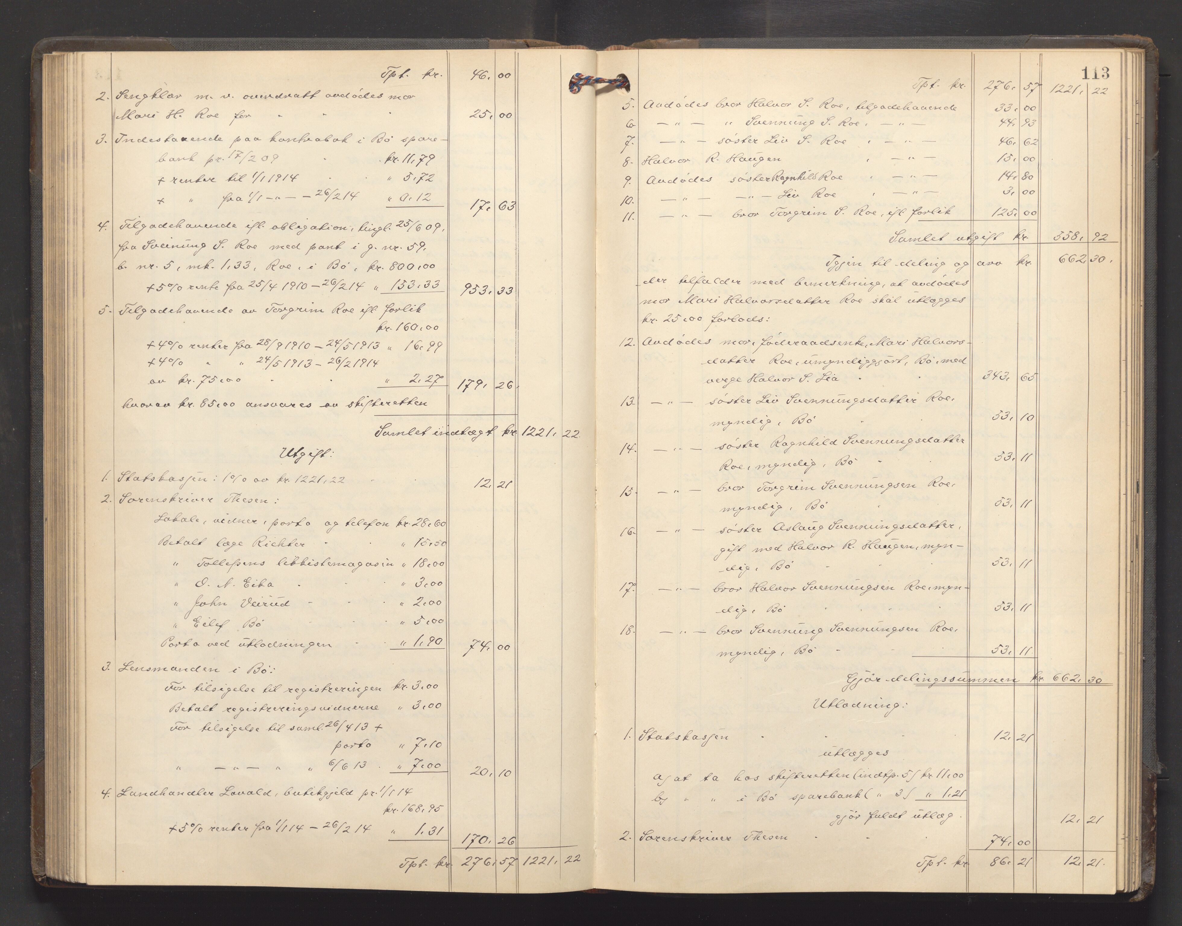 Nedre Telemark sorenskriveri, AV/SAKO-A-135/H/Hb/Hbe/L0007: Skifteutlodningsprotokoll, 1910-1916, p. 112b-113a