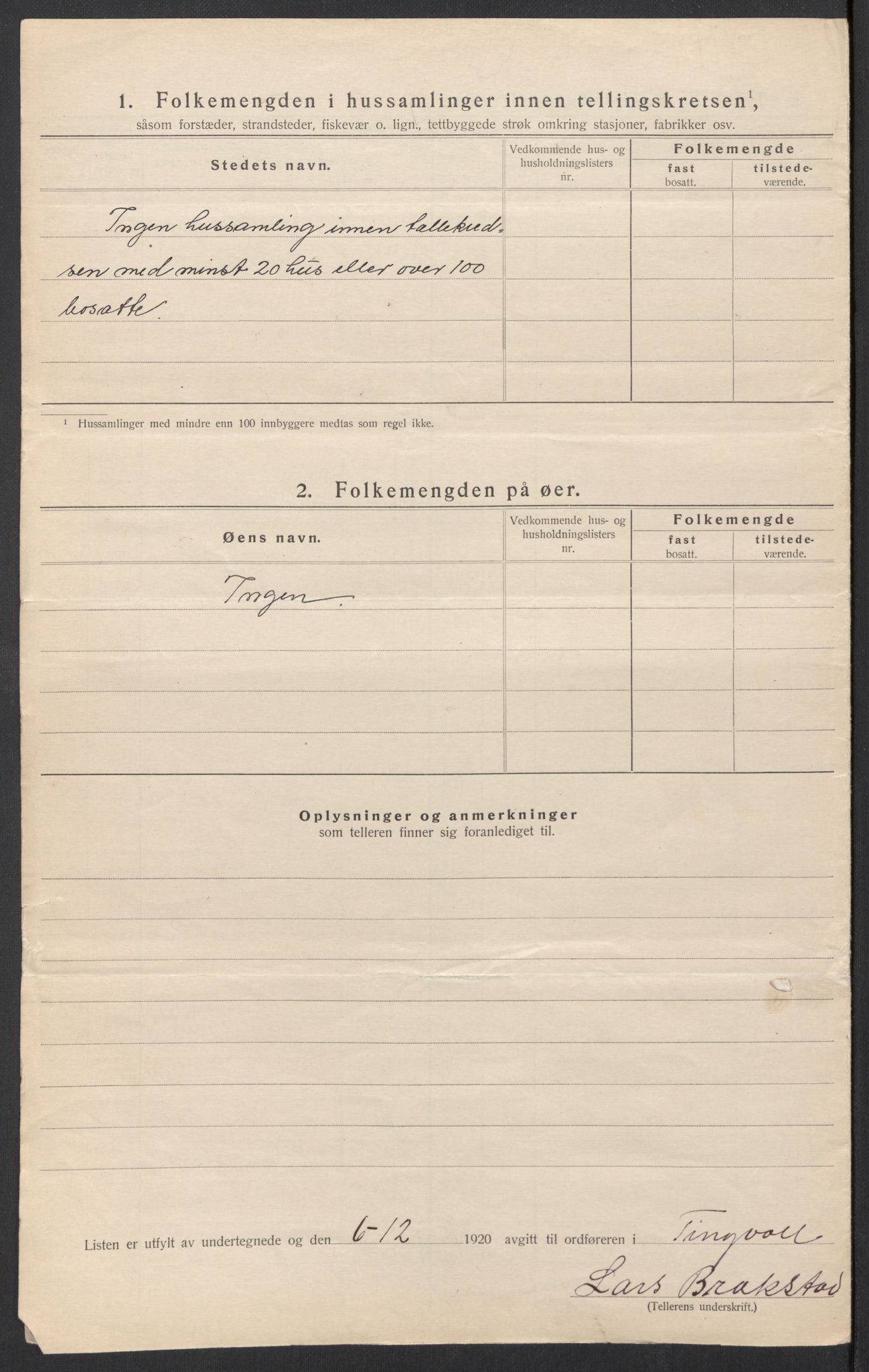 SAT, 1920 census for Tingvoll, 1920, p. 11