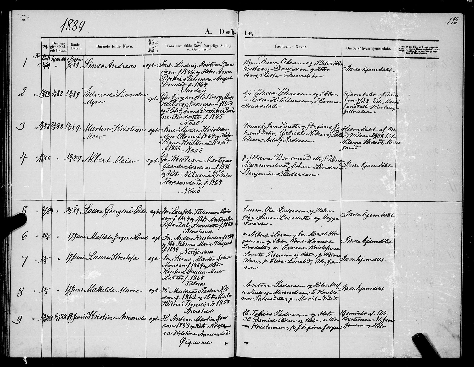 Ministerialprotokoller, klokkerbøker og fødselsregistre - Nordland, AV/SAT-A-1459/841/L0620: Parish register (copy) no. 841C04, 1877-1896, p. 113