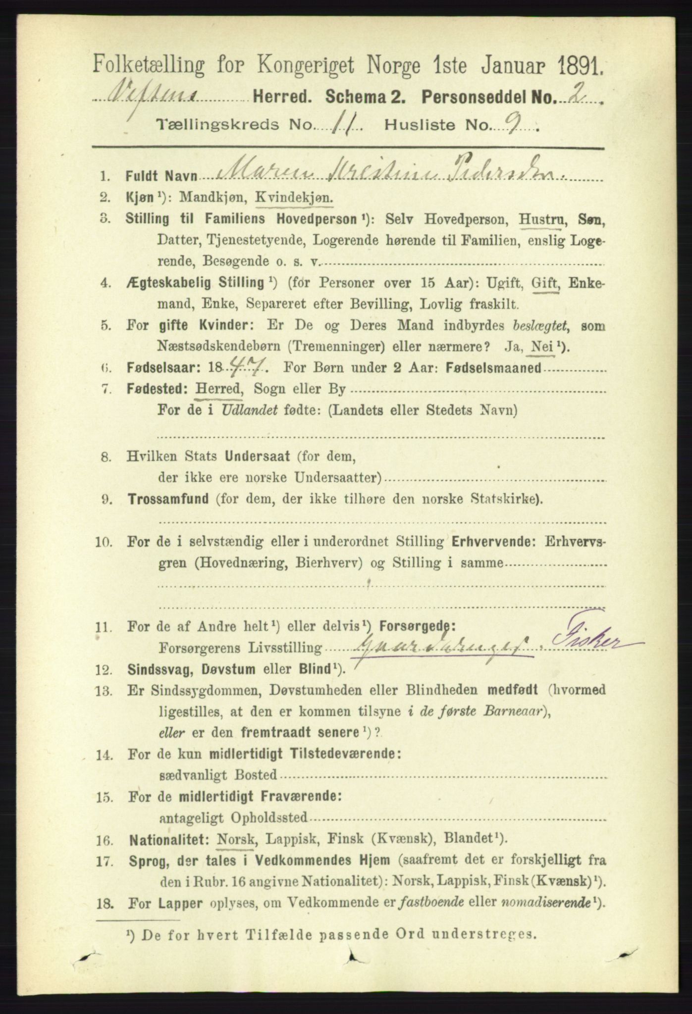 RA, 1891 census for 1824 Vefsn, 1891, p. 5708