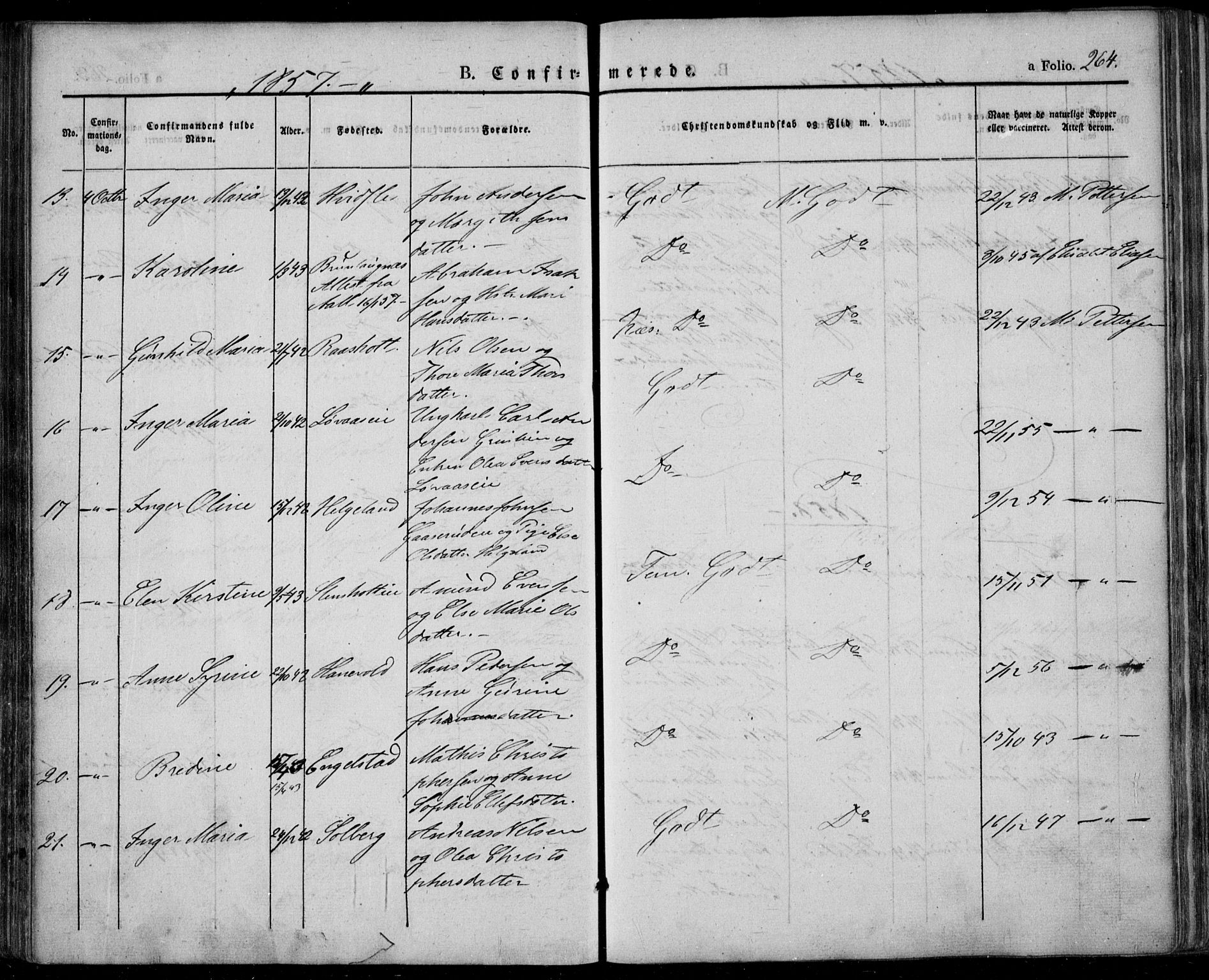 Lardal kirkebøker, SAKO/A-350/F/Fa/L0006: Parish register (official) no. I 6, 1835-1860, p. 264