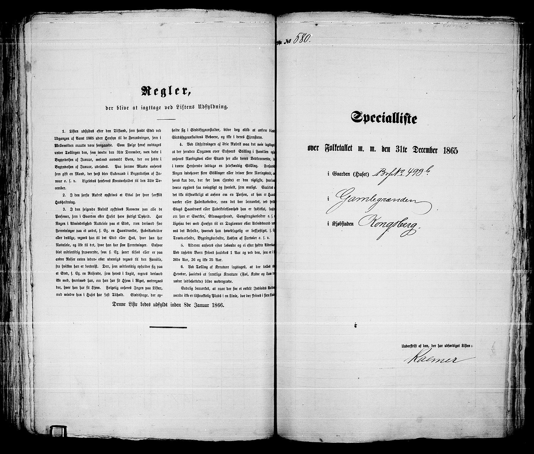 RA, 1865 census for Kongsberg/Kongsberg, 1865, p. 1180