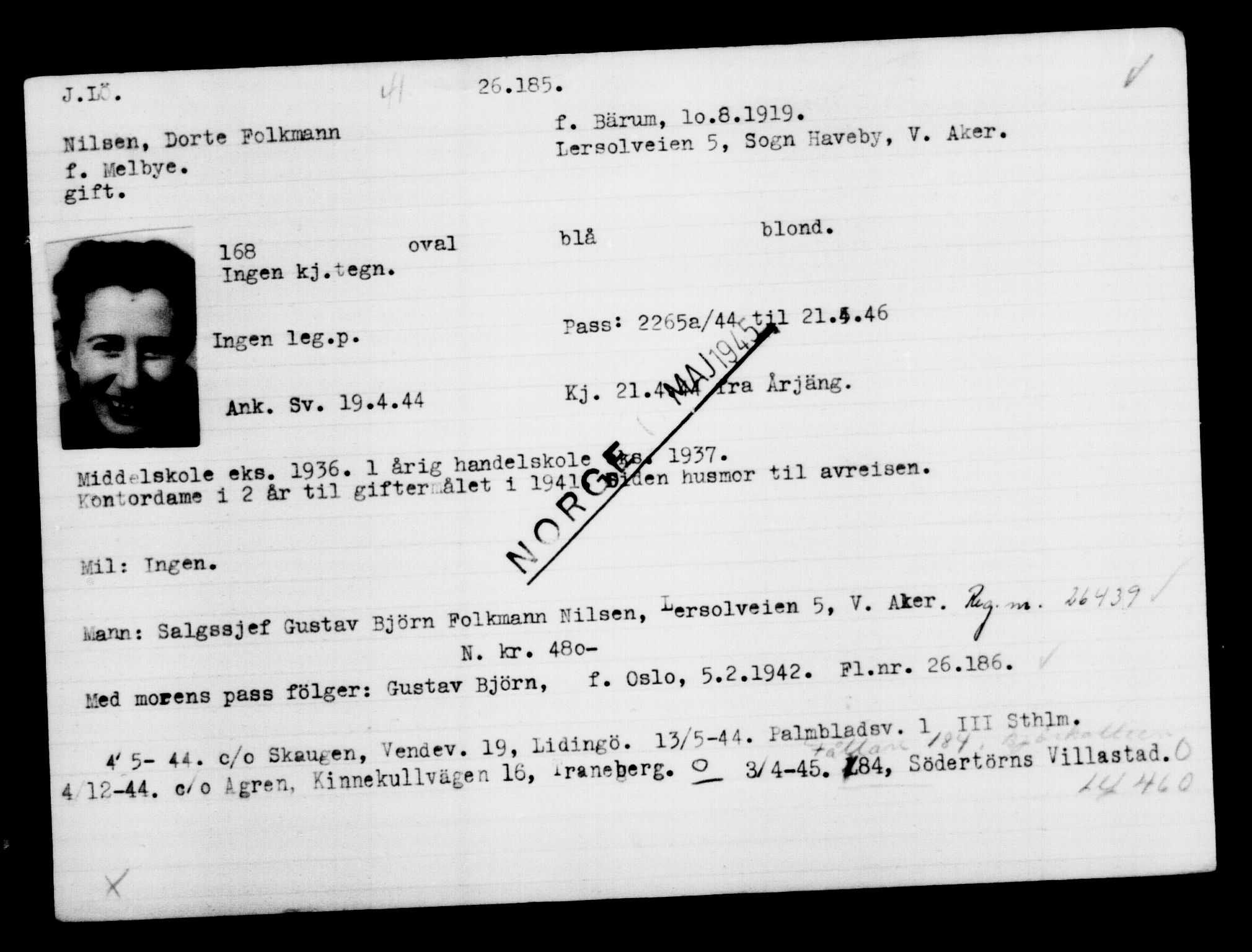 Den Kgl. Norske Legasjons Flyktningskontor, AV/RA-S-6753/V/Va/L0011: Kjesäterkartoteket.  Flyktningenr. 25300-28349, 1940-1945, p. 936