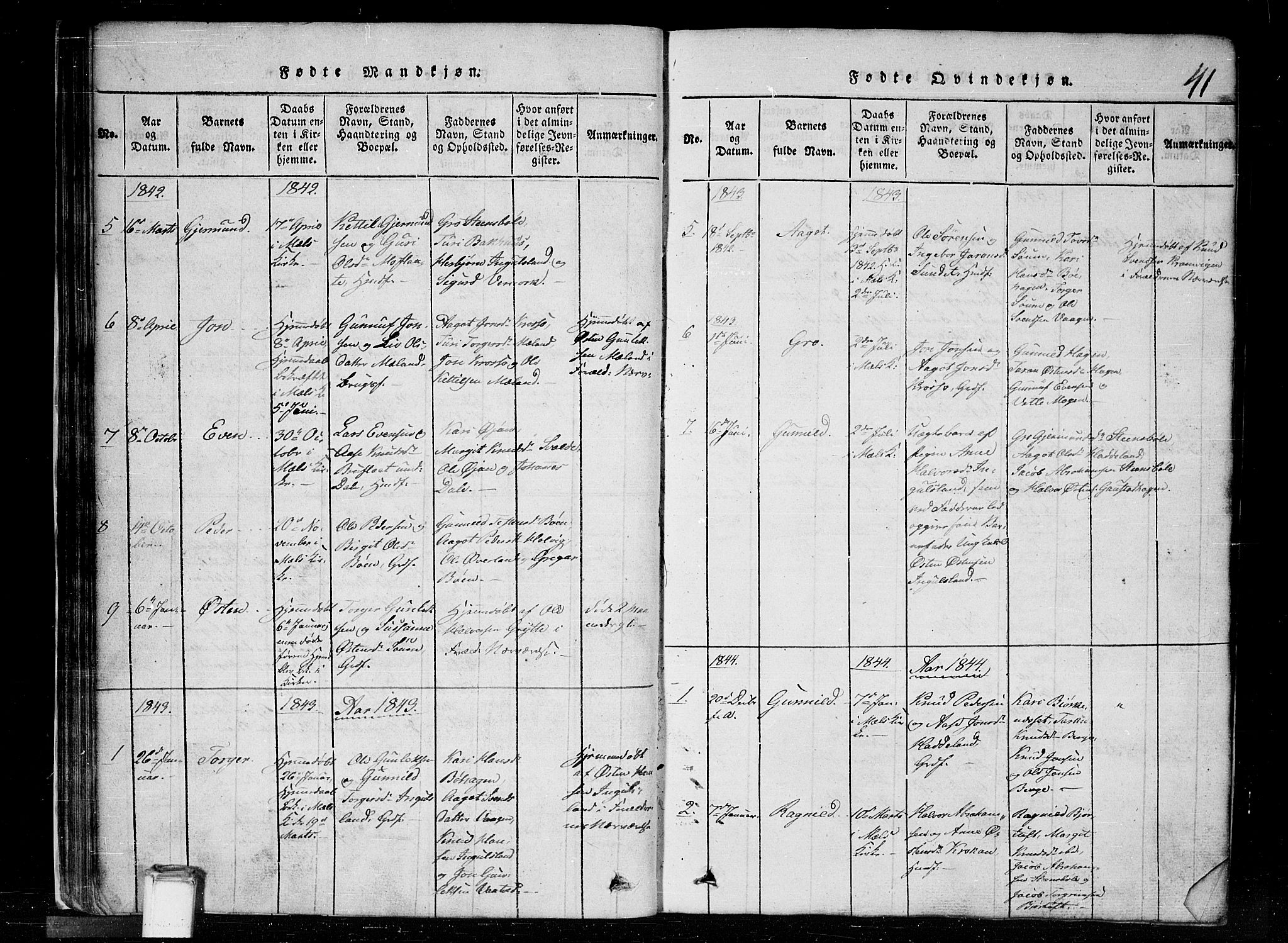 Tinn kirkebøker, SAKO/A-308/G/Gc/L0001: Parish register (copy) no. III 1, 1815-1879, p. 41
