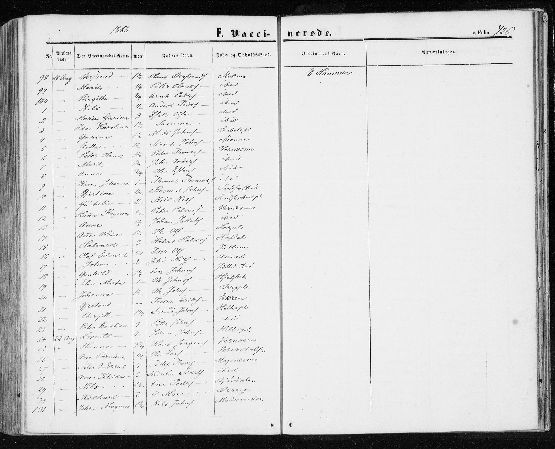 Ministerialprotokoller, klokkerbøker og fødselsregistre - Nord-Trøndelag, AV/SAT-A-1458/709/L0075: Parish register (official) no. 709A15, 1859-1870, p. 426