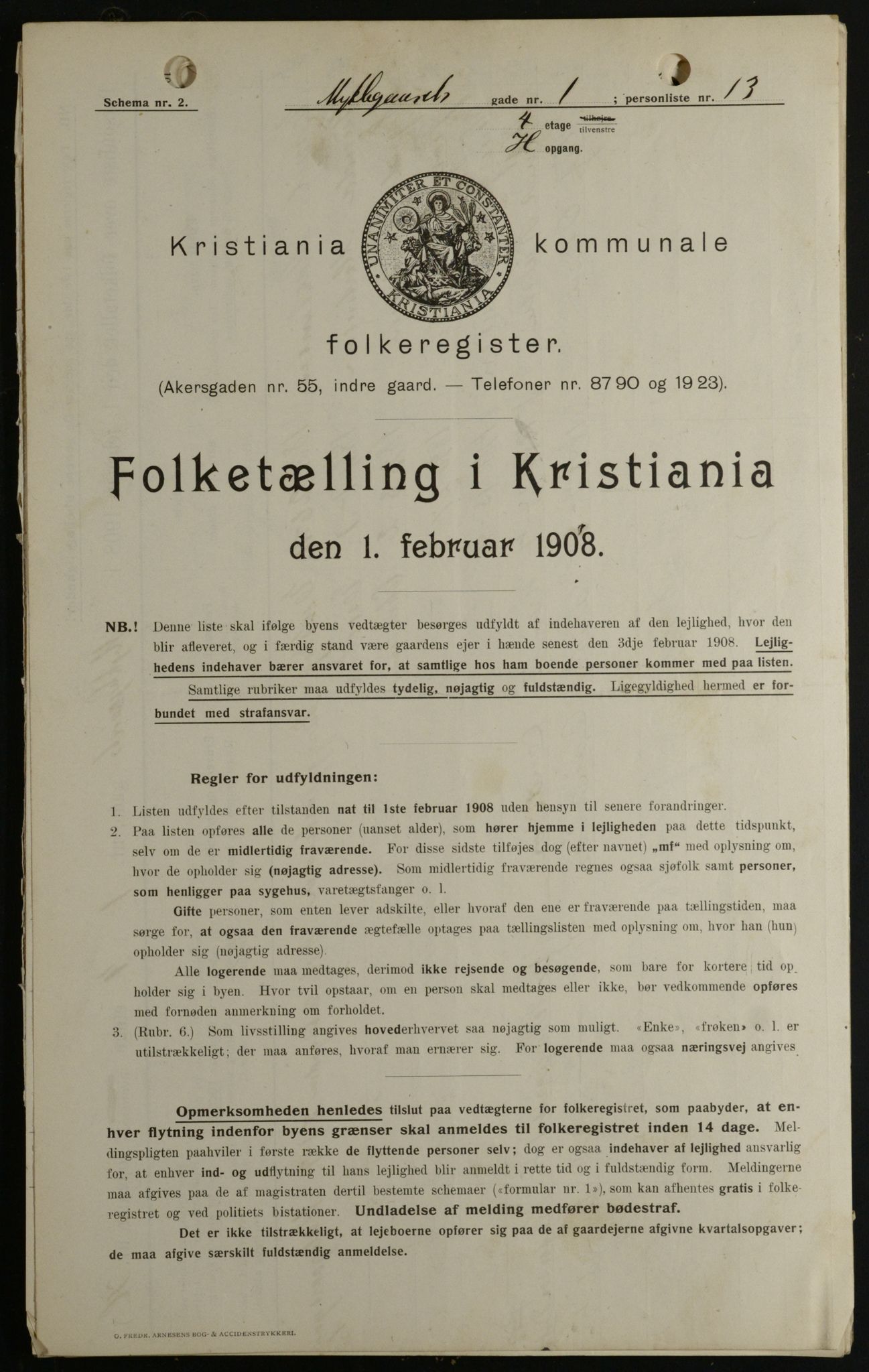 OBA, Municipal Census 1908 for Kristiania, 1908, p. 61075