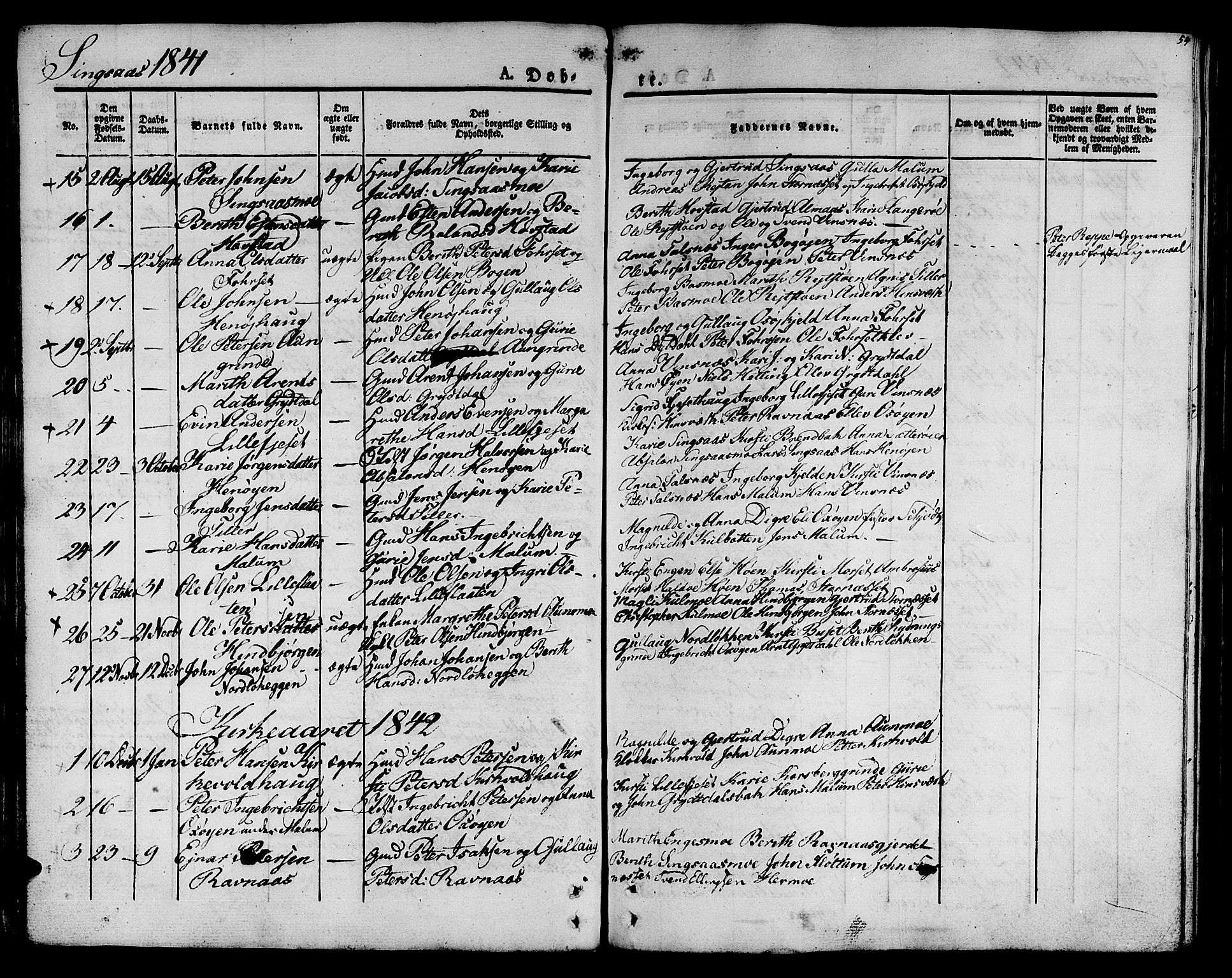 Ministerialprotokoller, klokkerbøker og fødselsregistre - Sør-Trøndelag, SAT/A-1456/685/L0958: Parish register (official) no. 685A04 /2, 1829-1845, p. 54