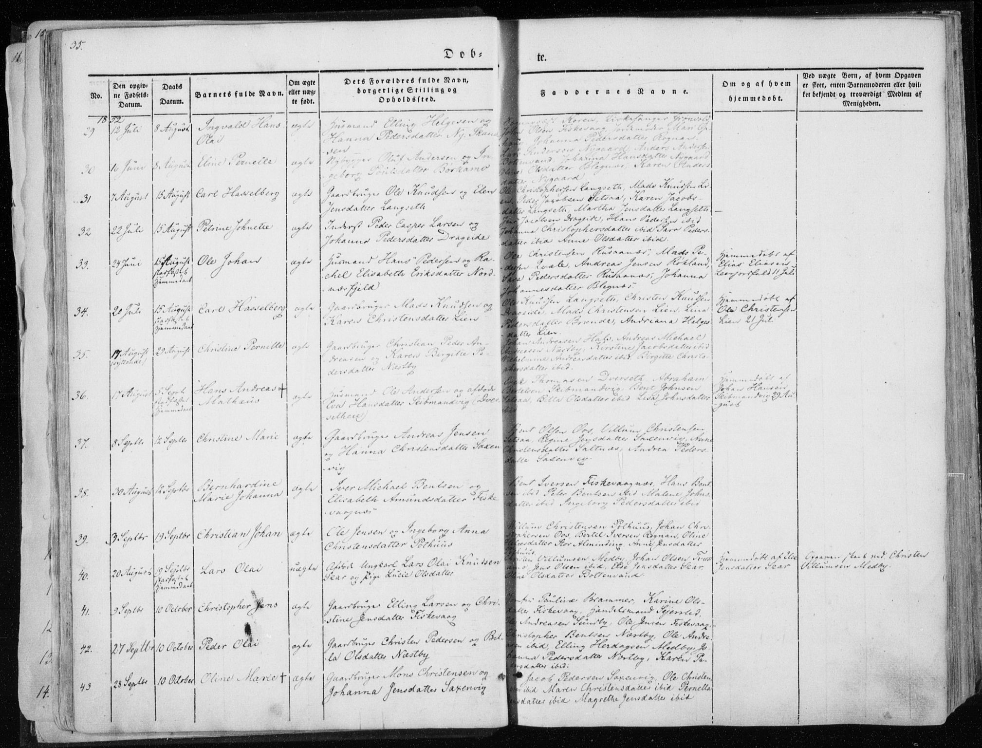 Ministerialprotokoller, klokkerbøker og fødselsregistre - Nordland, AV/SAT-A-1459/847/L0666: Parish register (official) no. 847A06, 1842-1871, p. 35