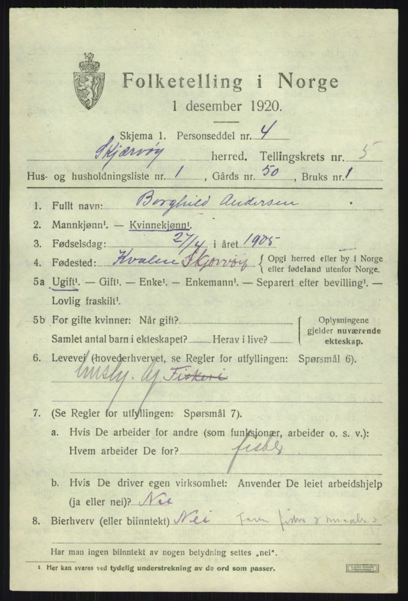 SATØ, 1920 census for Skjervøy, 1920, p. 2923