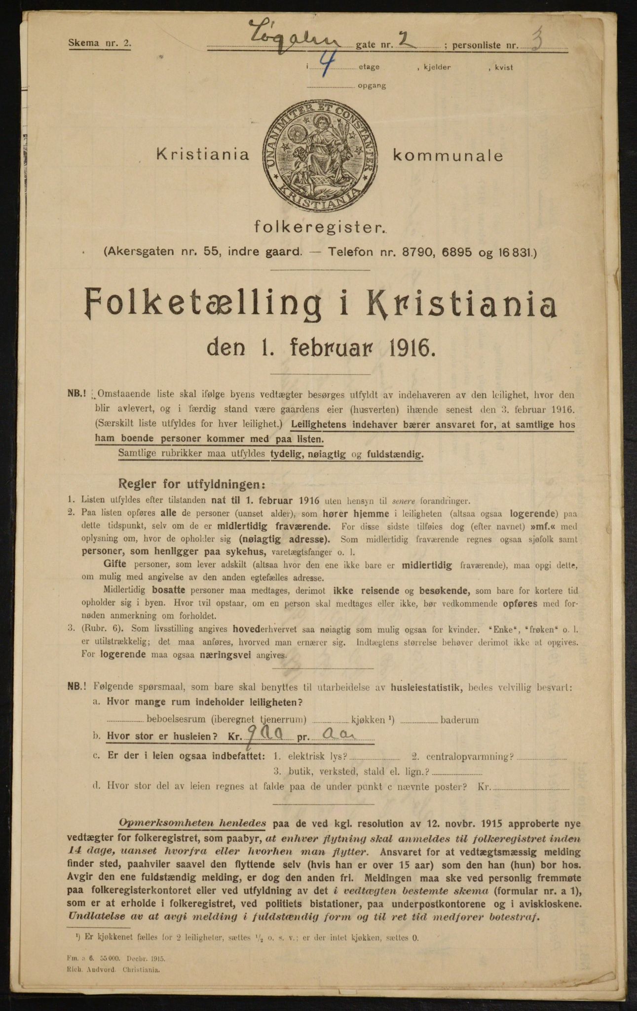 OBA, Municipal Census 1916 for Kristiania, 1916, p. 97546