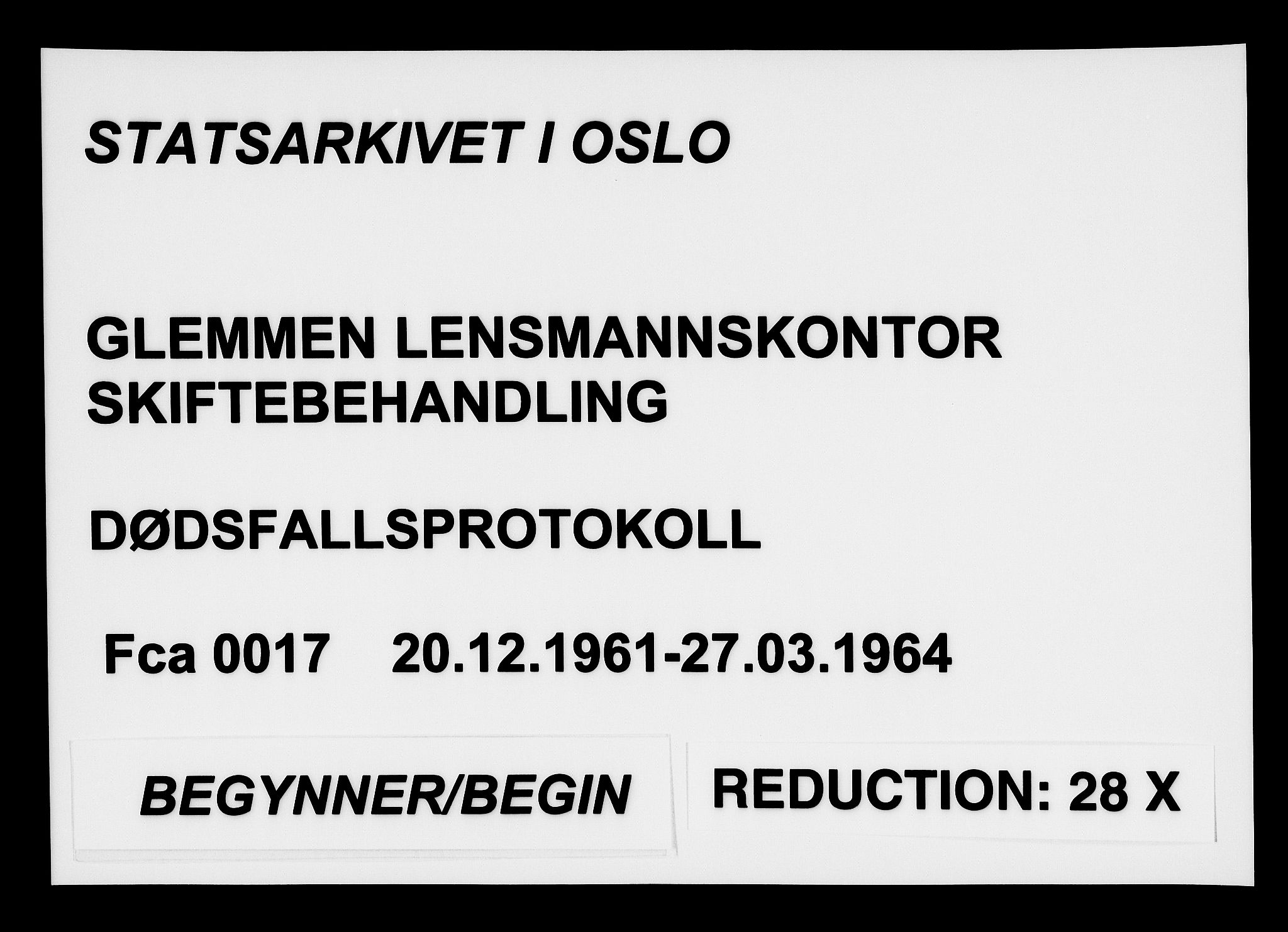 Glemmen lensmannskontor, AV/SAO-A-10123/H/Ha/Haa/L0017: Dødsfallsprotokoll, 1961-1964