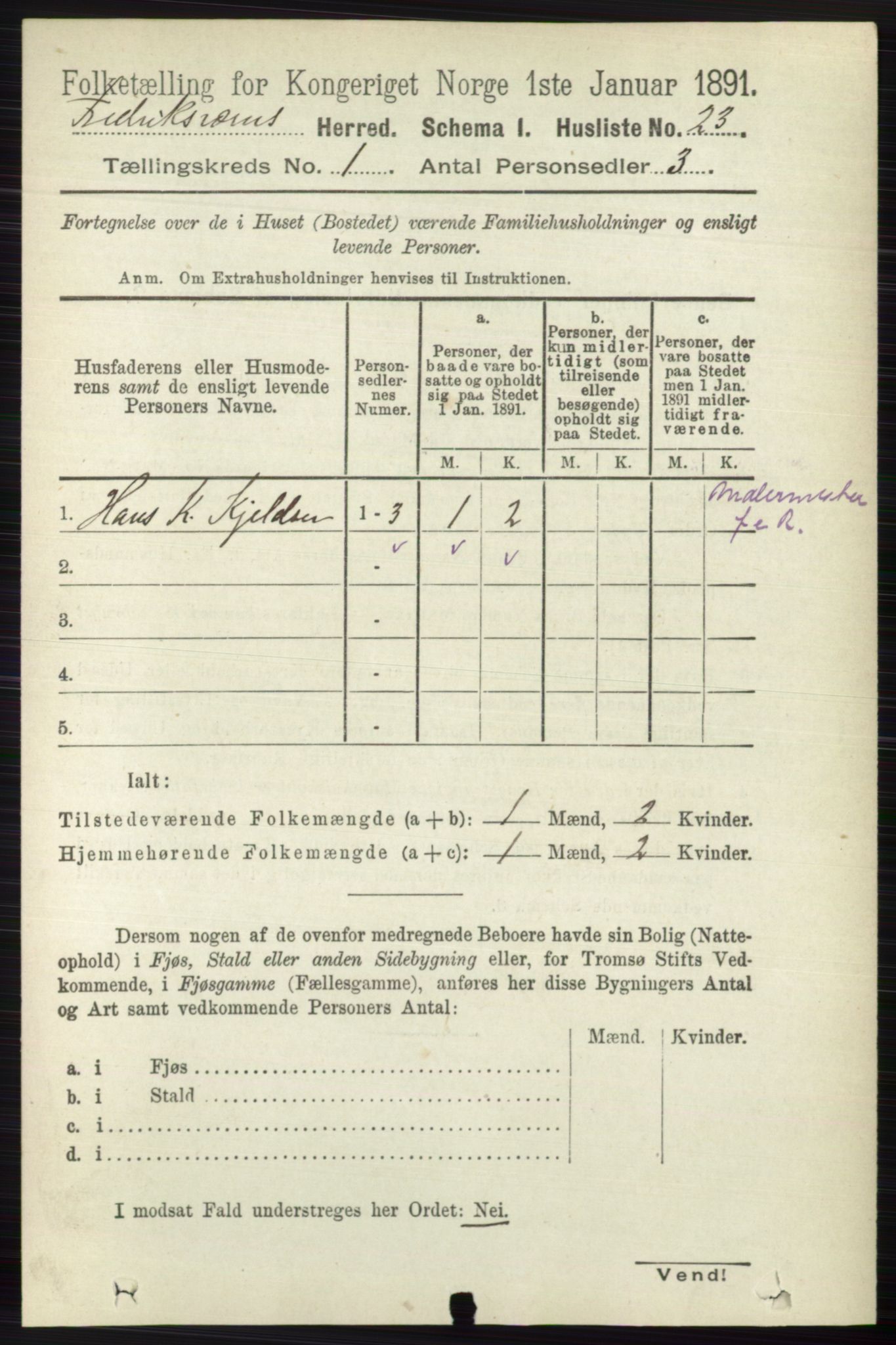 RA, 1891 census for 0798 Fredriksvern, 1891, p. 39