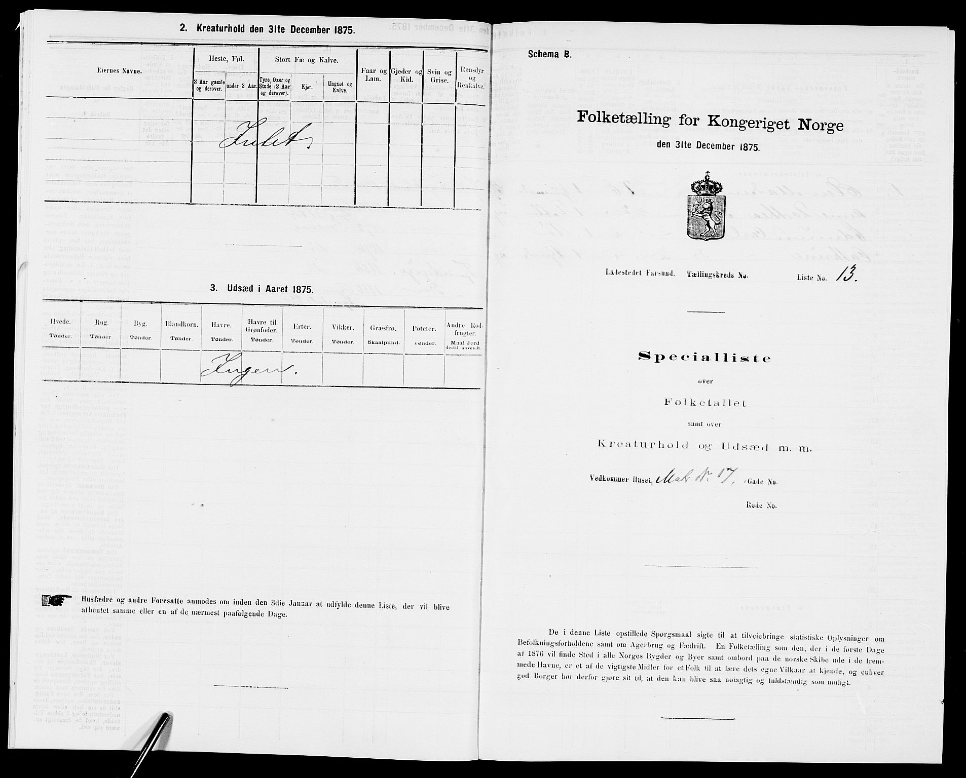 SAK, 1875 census for 1003B Vanse/Farsund, 1875, p. 32