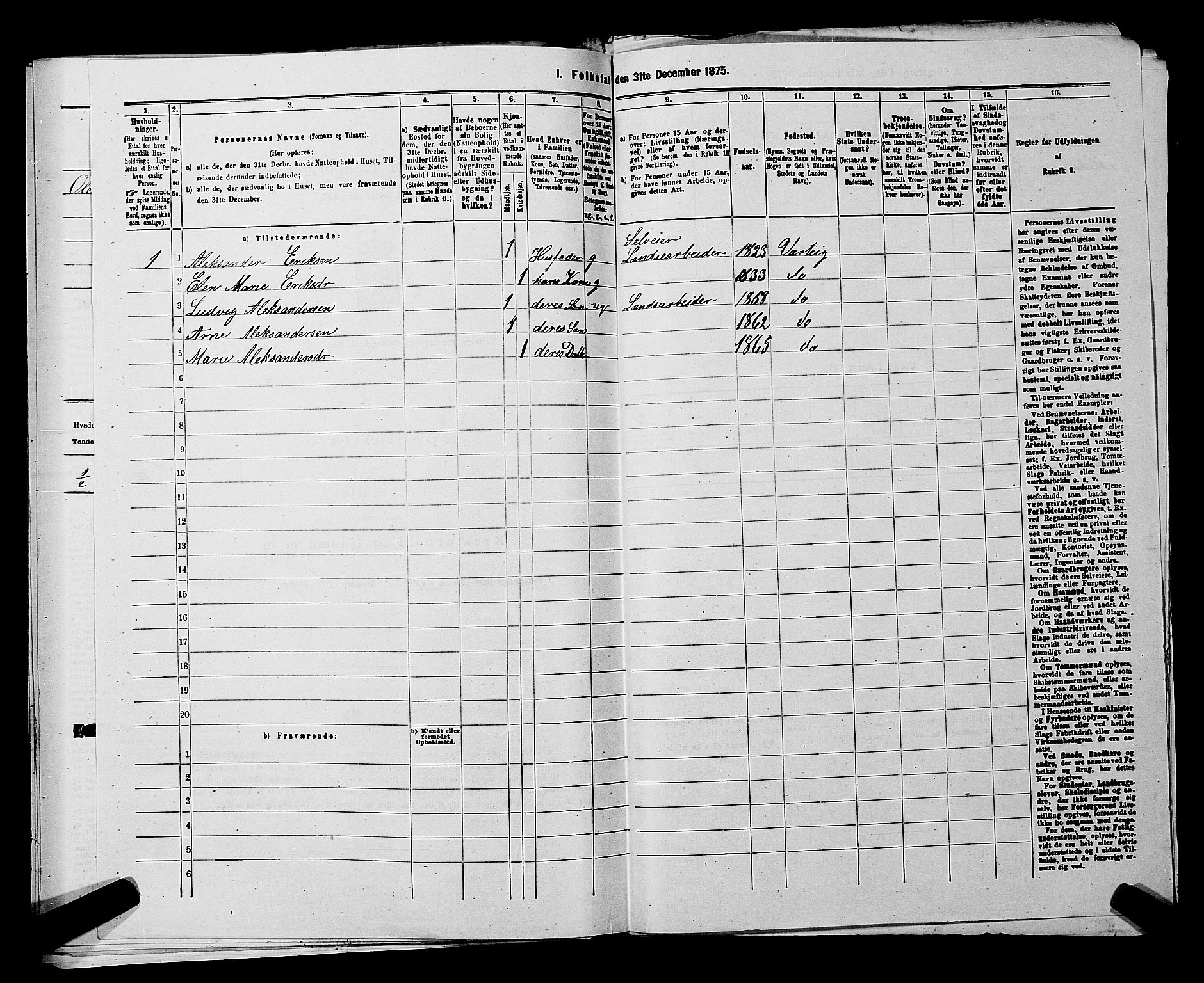RA, 1875 census for 0114P Varteig, 1875, p. 400