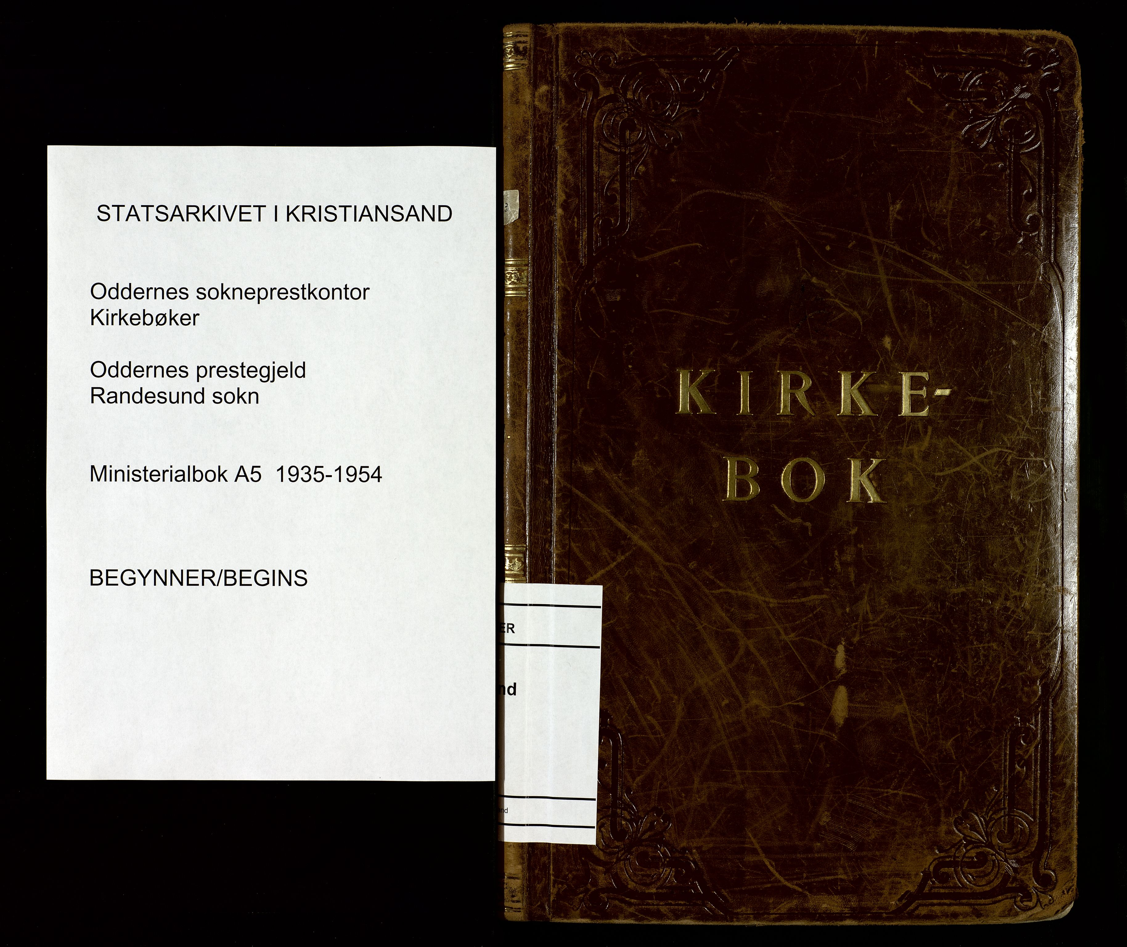 Oddernes sokneprestkontor, SAK/1111-0033/F/Fa/Fab/L0005: Parish register (official) no. A 5, 1935-1954