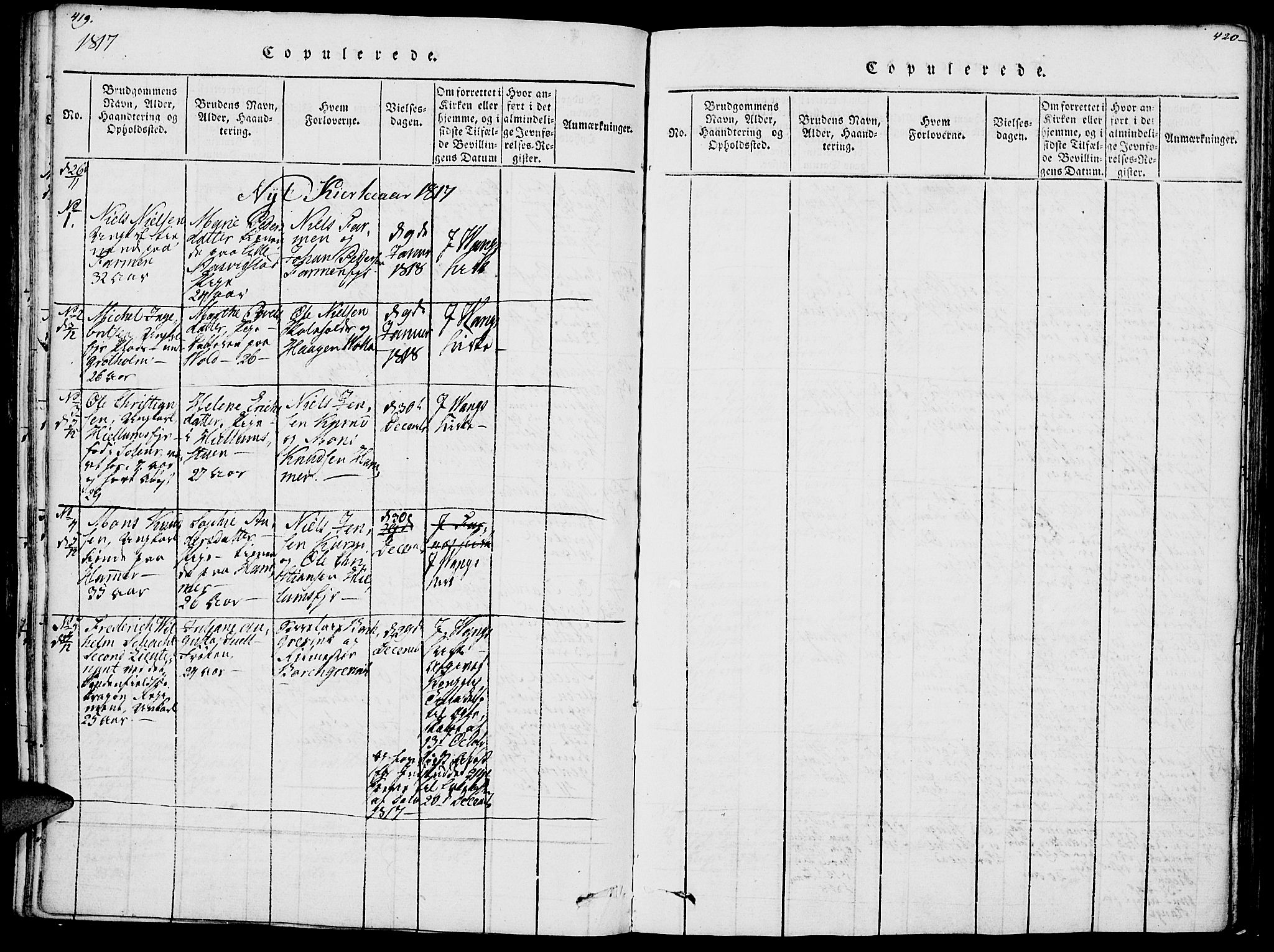 Vang prestekontor, Hedmark, SAH/PREST-008/H/Ha/Haa/L0007: Parish register (official) no. 7, 1813-1826, p. 419-420